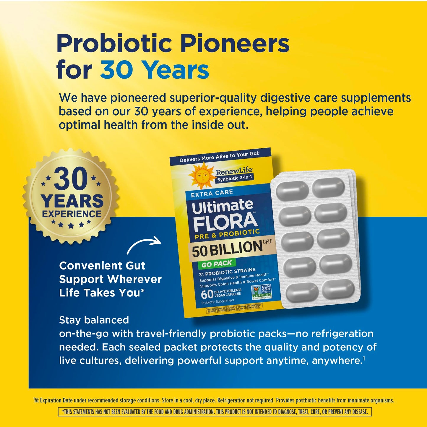 Renew Life Extra Care Ultimate Flora Probiotic 50 Billion Capsule 60 Count