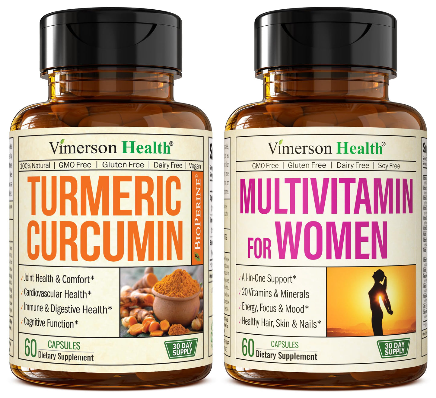 Vimerson Health Turmeric Curcumin with Black Pepper Extract & Multivitamin for Women Capsules 120