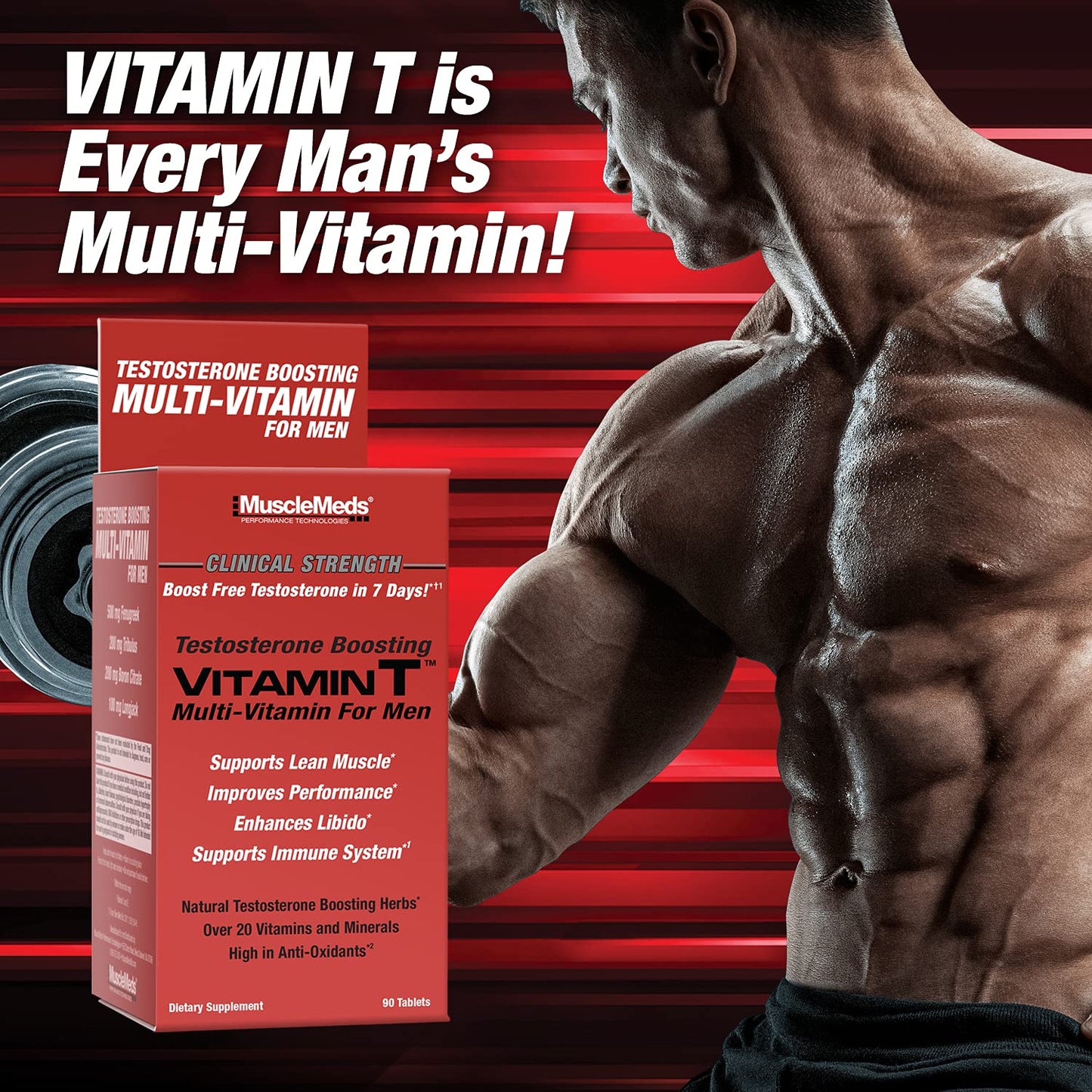 MuscleMeds Vitamin T Daily Complete Multivitamin for Men Capsule, 90 Count