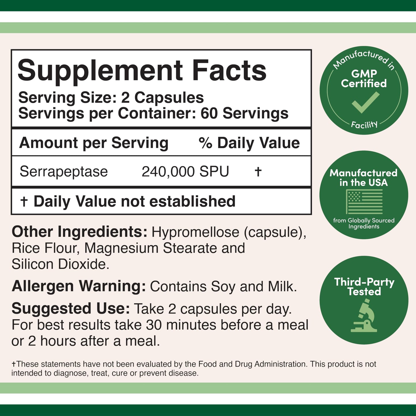 Double Wood Supplements Nattokinase Supplement, Serrapeptase & Citrus Bergamot Capsules, 300 Capsules