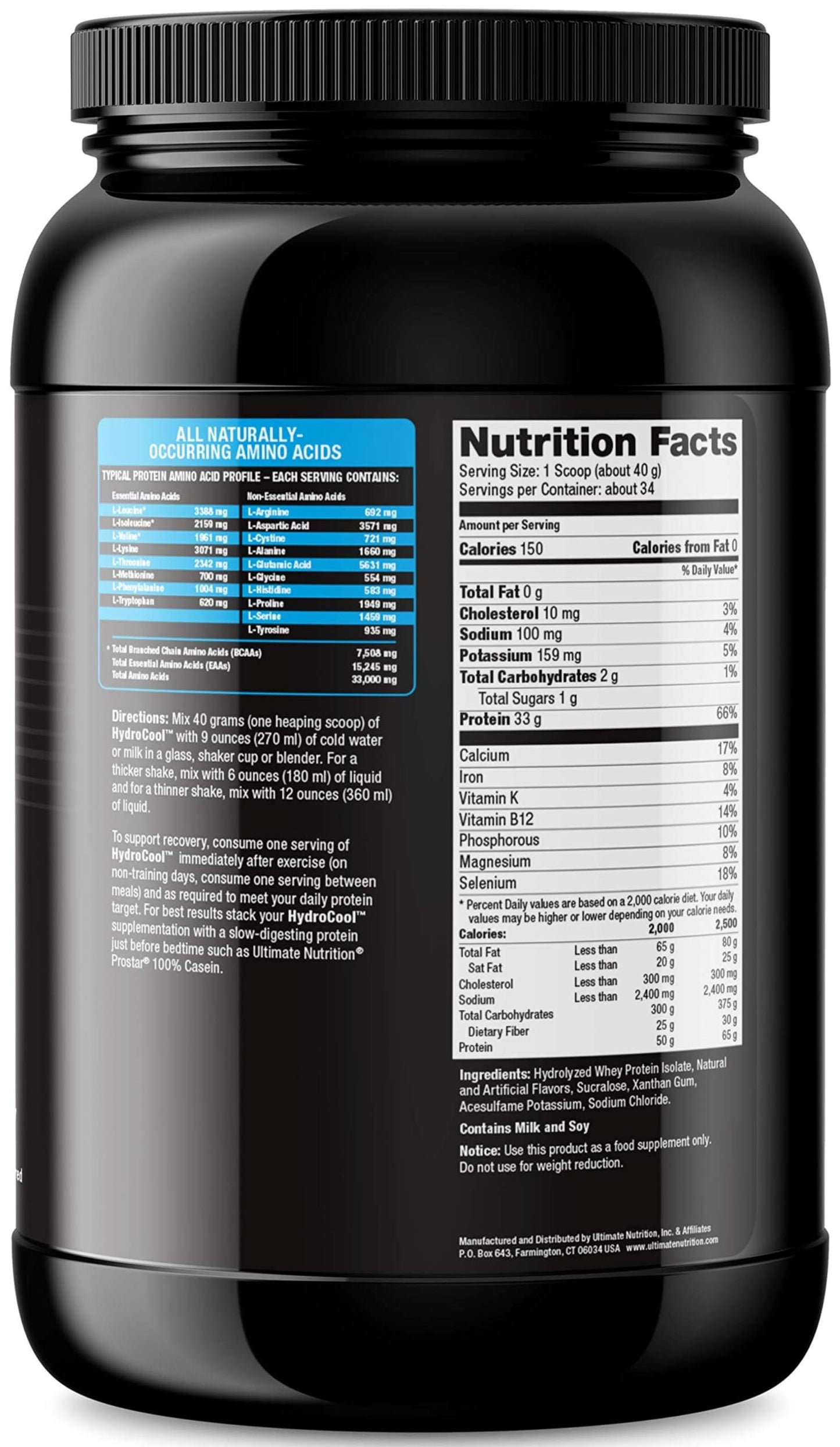 Ultimate Nutrition HydroCool Hydrolyzed Whey Protein Isolate Powder Vanilla, 48 Servings