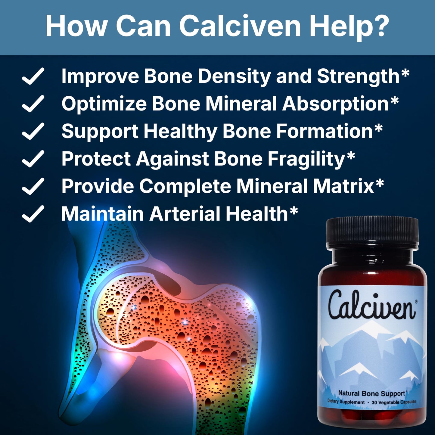 Calciven Natural Bone Support Supplement Capsule, 30 Capsules