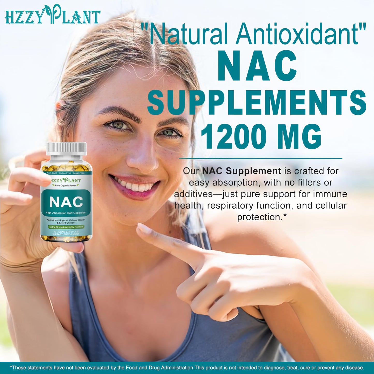 HZZYPLANT NAC Softgels 1200mg 60 Count