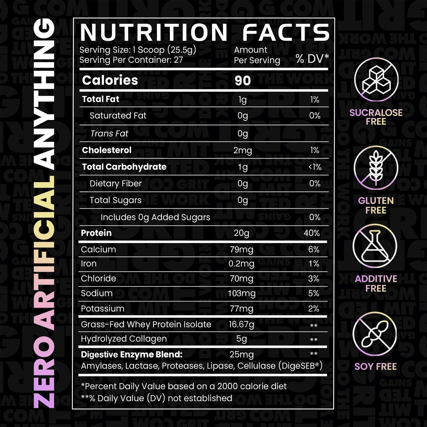 Gains in Bulk Lean Grass Fed Whey Protein Powder with Collagen Peptides, Gluten Free, 20G Protein & 5G Collagen, Cutcake Flavor, 27 Servings