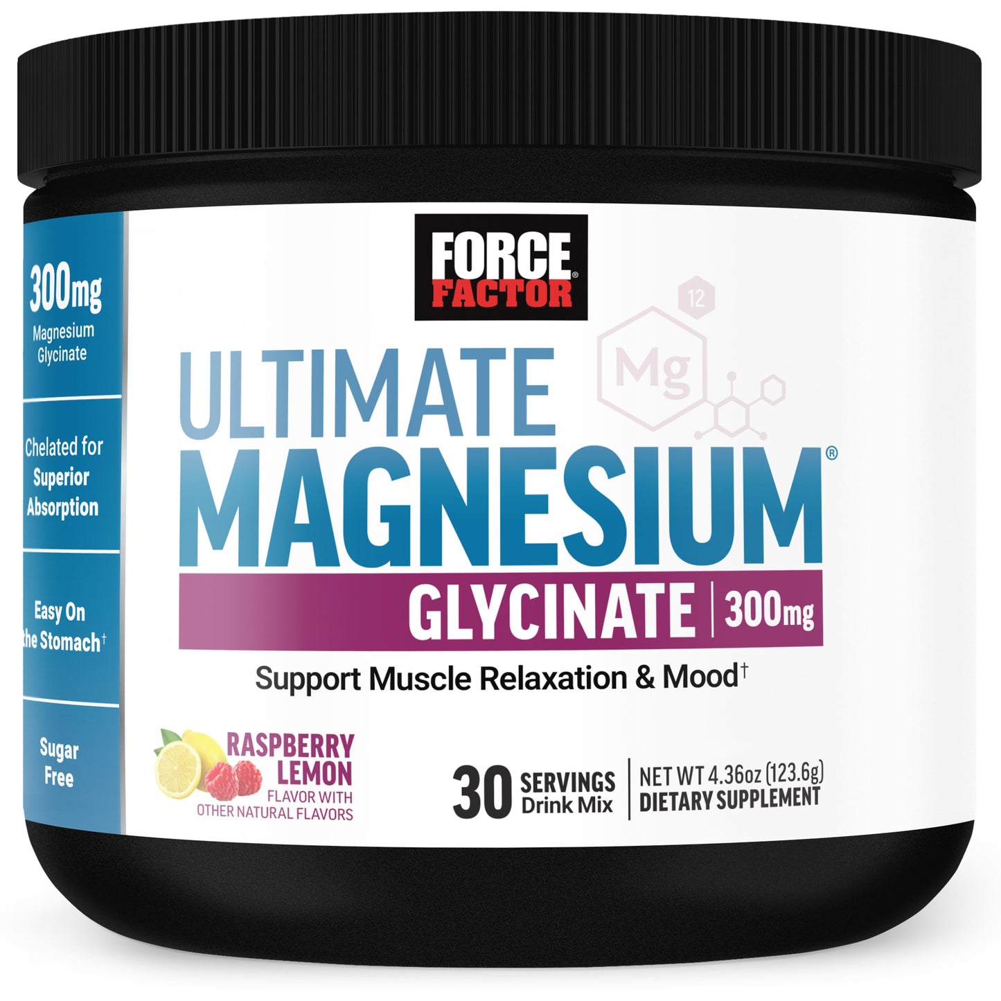 Force Factor Magnesium Glycinate Powder, 4.36 Ounce