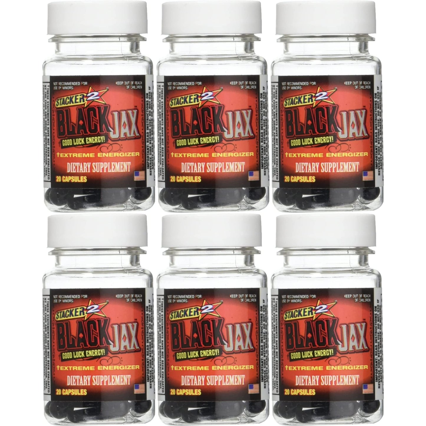 STACKER 2 Black Jax Good Luck Energy Extreme Energizer Dietary Supplement 120 Capsules