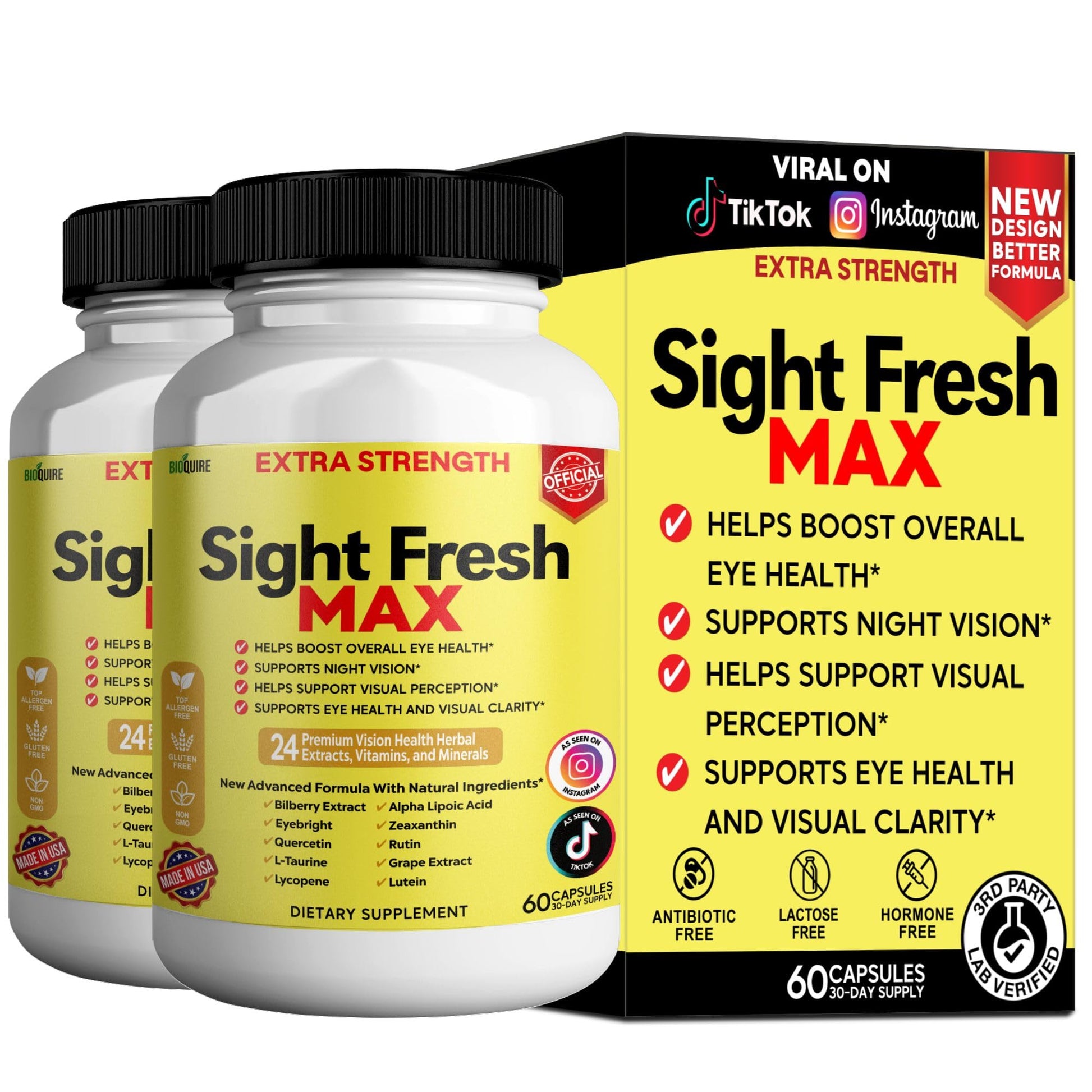 BIOQUIRE Sight Fresh MAX Vision Support Supplement 60 Capsules