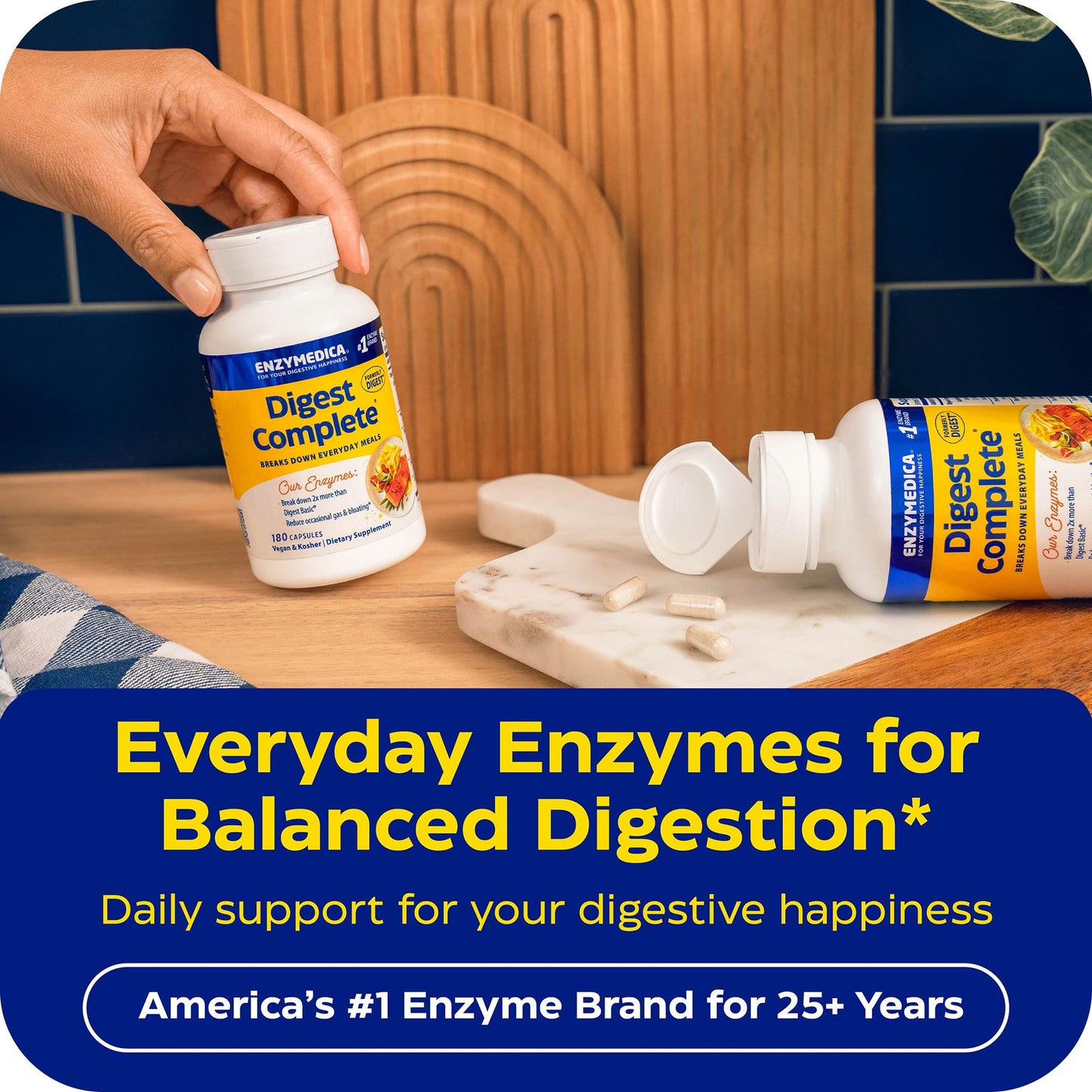 Enzymedica Digest Complete Digestive Enzyme Supplement Capsules, 180 Count