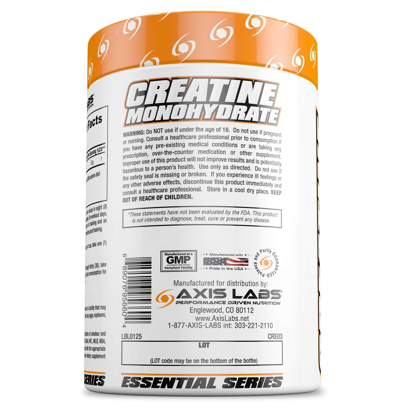 Axis Labs Micronized Creatine Monohydrate Powder 17.637 oz