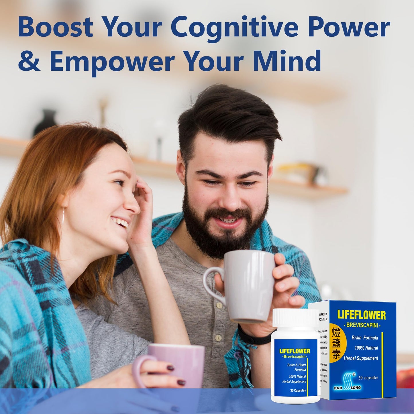 FAR LONG Lifeflower 100% All Natural Youthful Brain Herbal Supplement Capsule, 30 Capsules