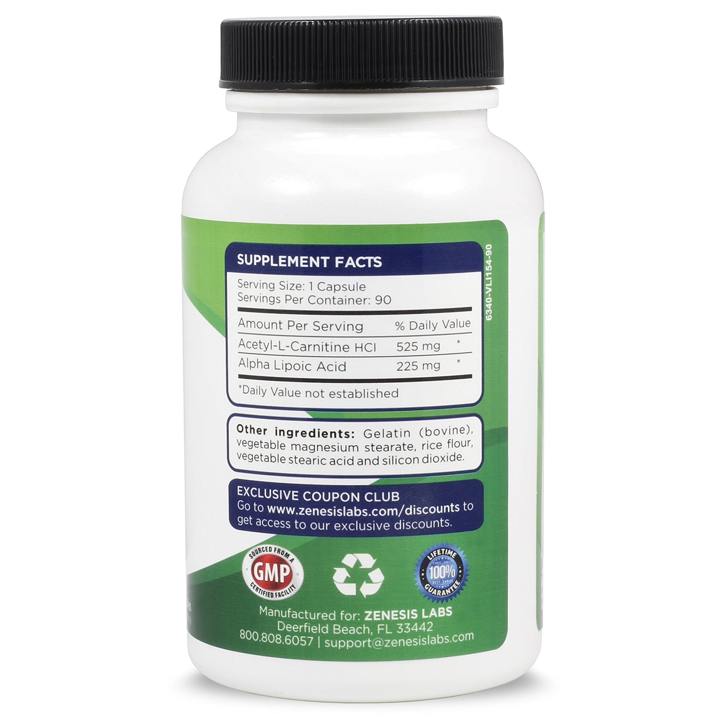 Zenesis Labs Acetyl L-Carnitine with Alpha Lipoic Acid Capsules, 90 Count