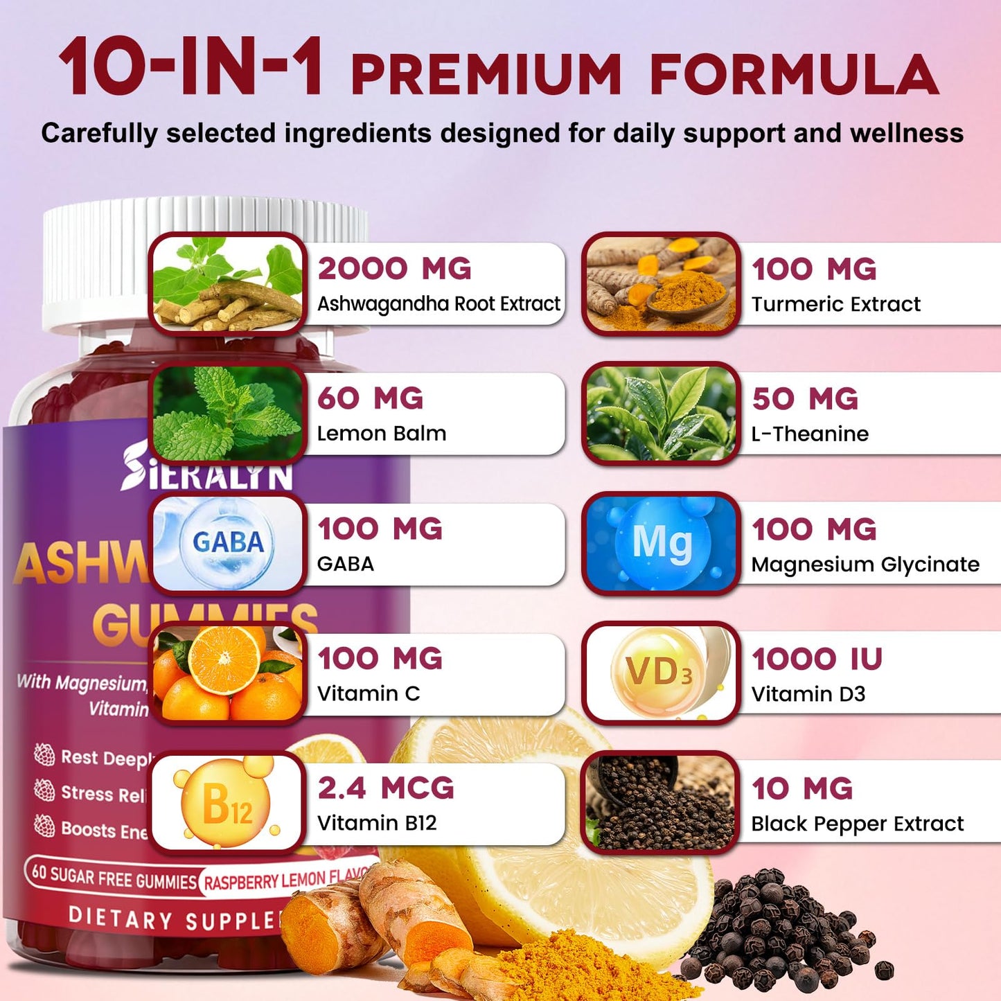 Sieralyn Ashwagandha Gummies 2000mg, 60 Count
