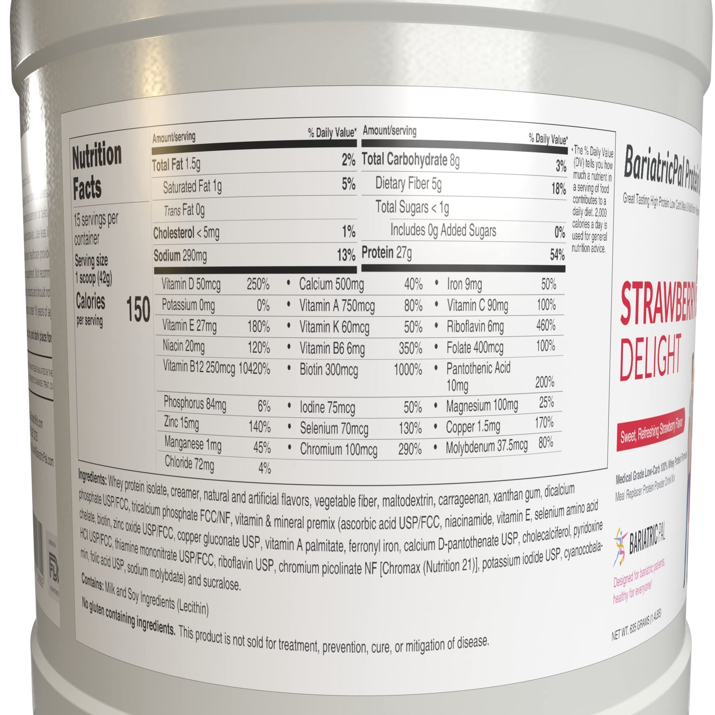 BariatricPal Protein ONE Complete Meal Replacement with Multivitamin, Calcium & Iron Powder, 22.4 oz