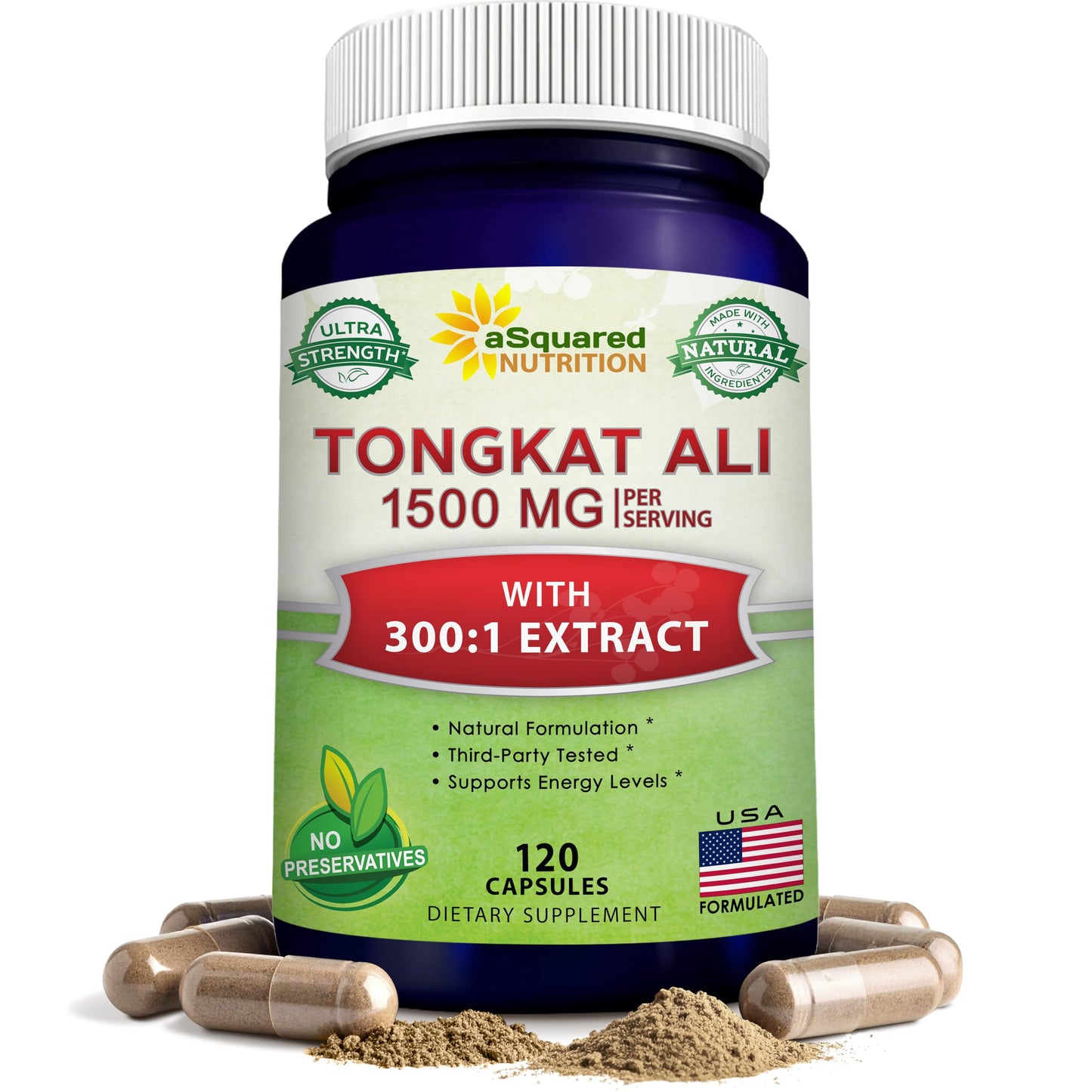 aSquared Nutrition Tongkat Ali 1500mg Capsules, 120 Count