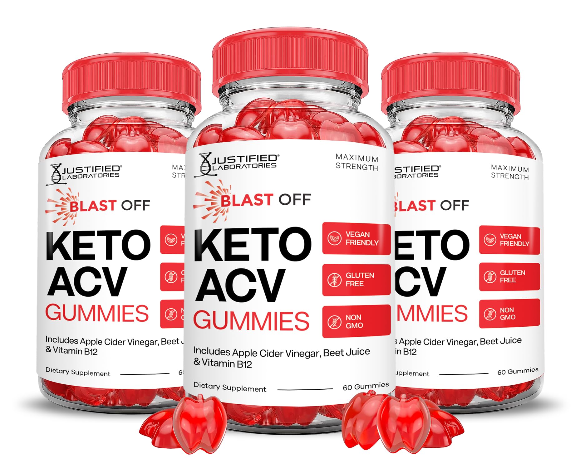 Justified Laboratories Blast Off Keto ACV Gummies, Advanced Formula 1000mg, 180 Gummies
