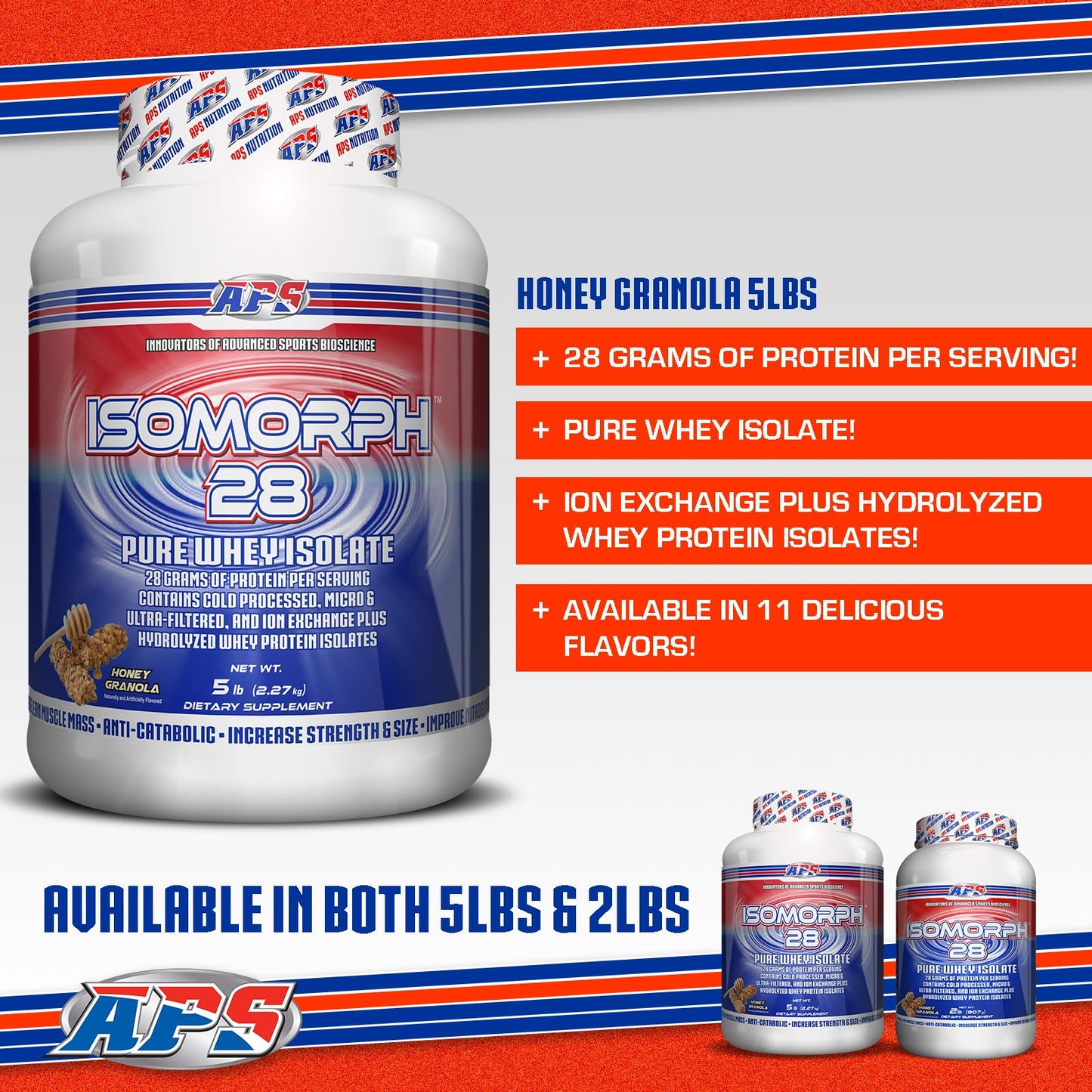 APS Nutrition Isomorph 28 Protein Powder Whey Isolate, 28g Protein, 5 Pound, 80 Servings