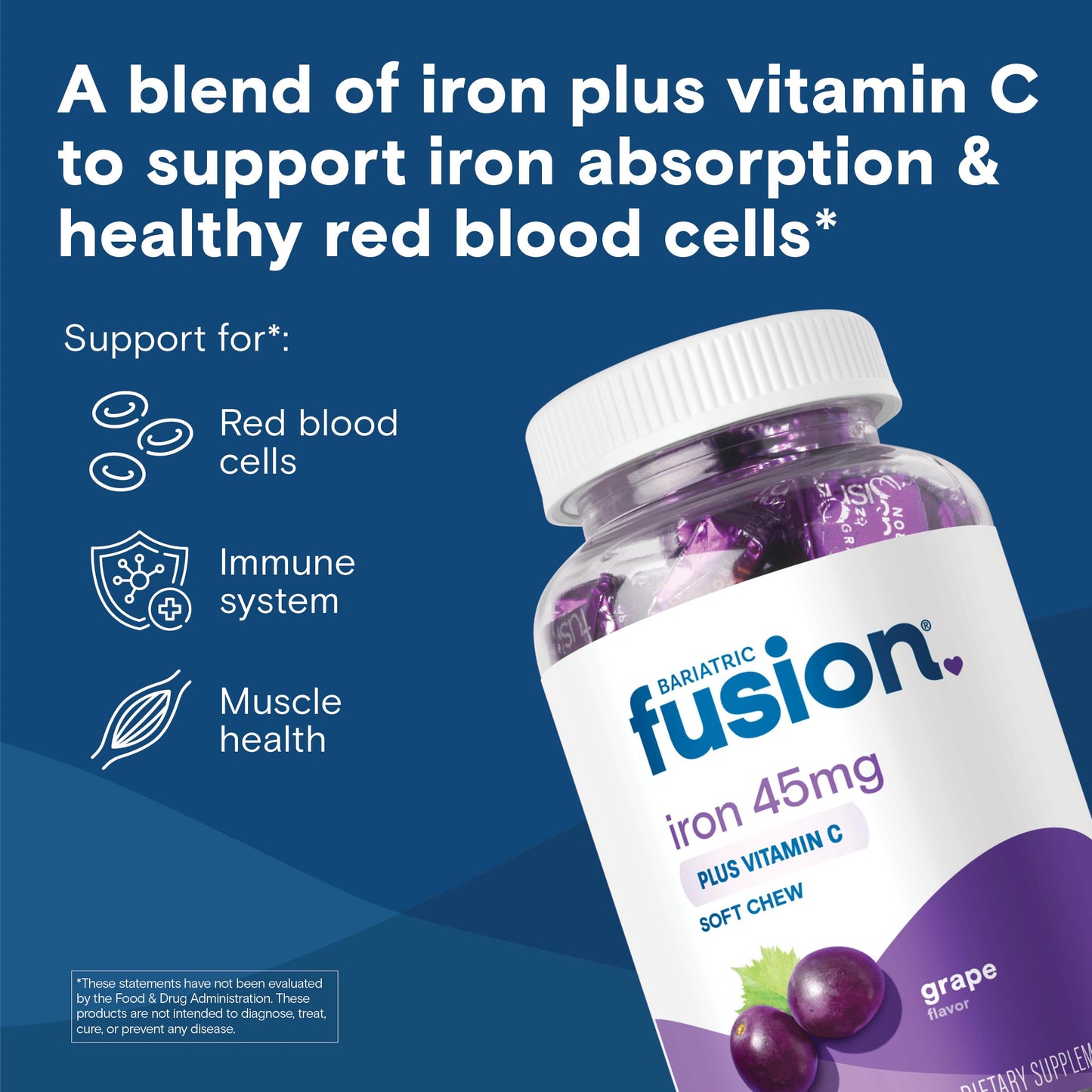 Bariatric Fusion Iron Supplement for Women Anemia Gummy, 60 Count