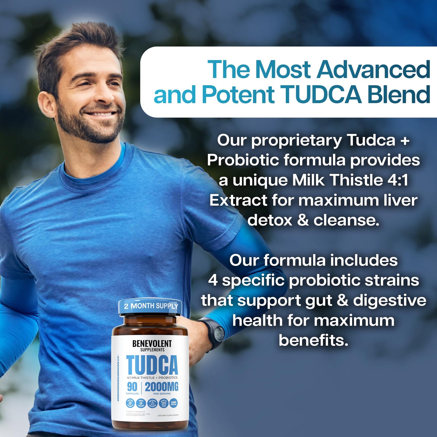 Benevolent Nourishment 2000mg Advanced TUDCA Bile Salts Supplement Capsules, 90 Count