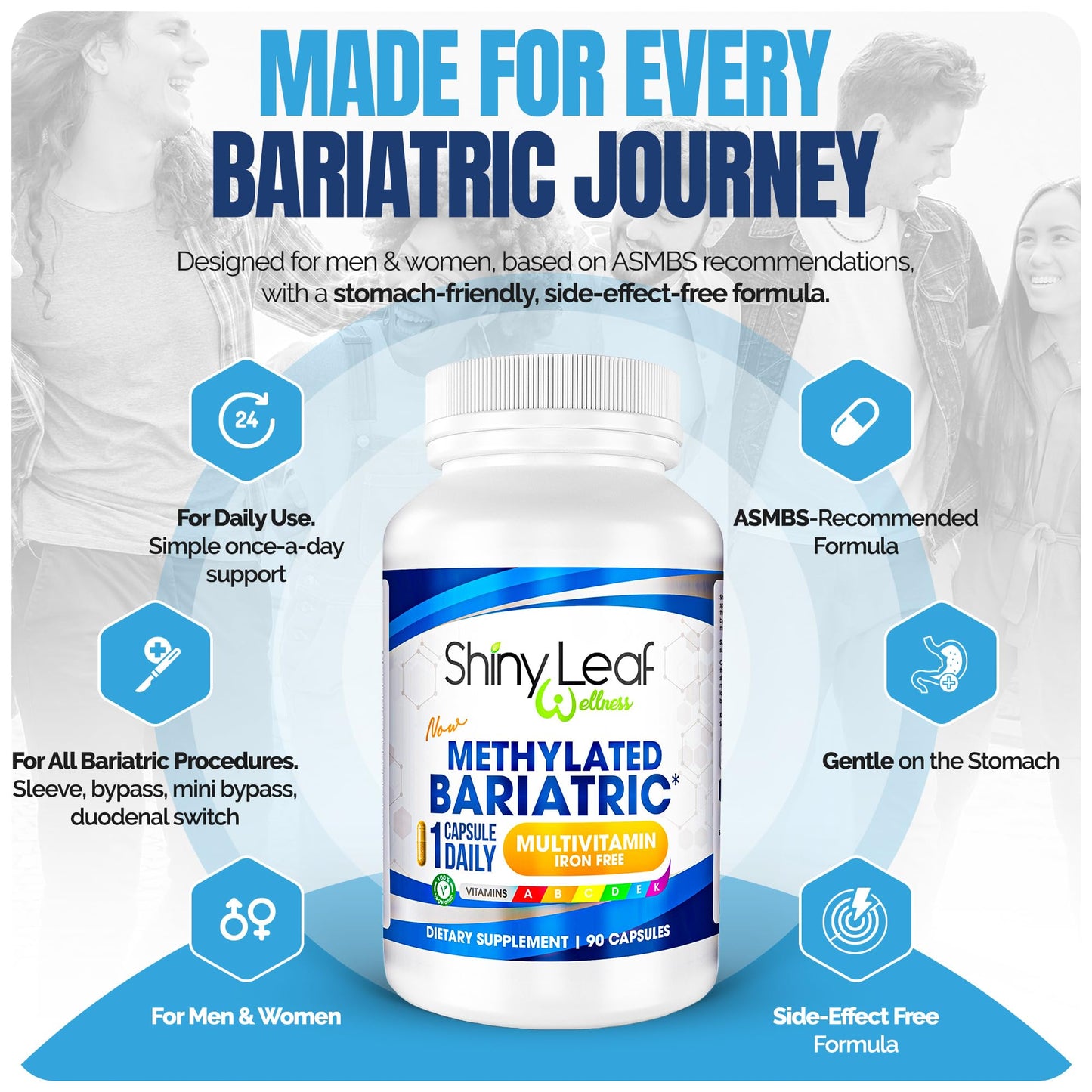 Shiny Leaf Methylated Bariatric Multivitamin Without Iron Capsules 180 Count
