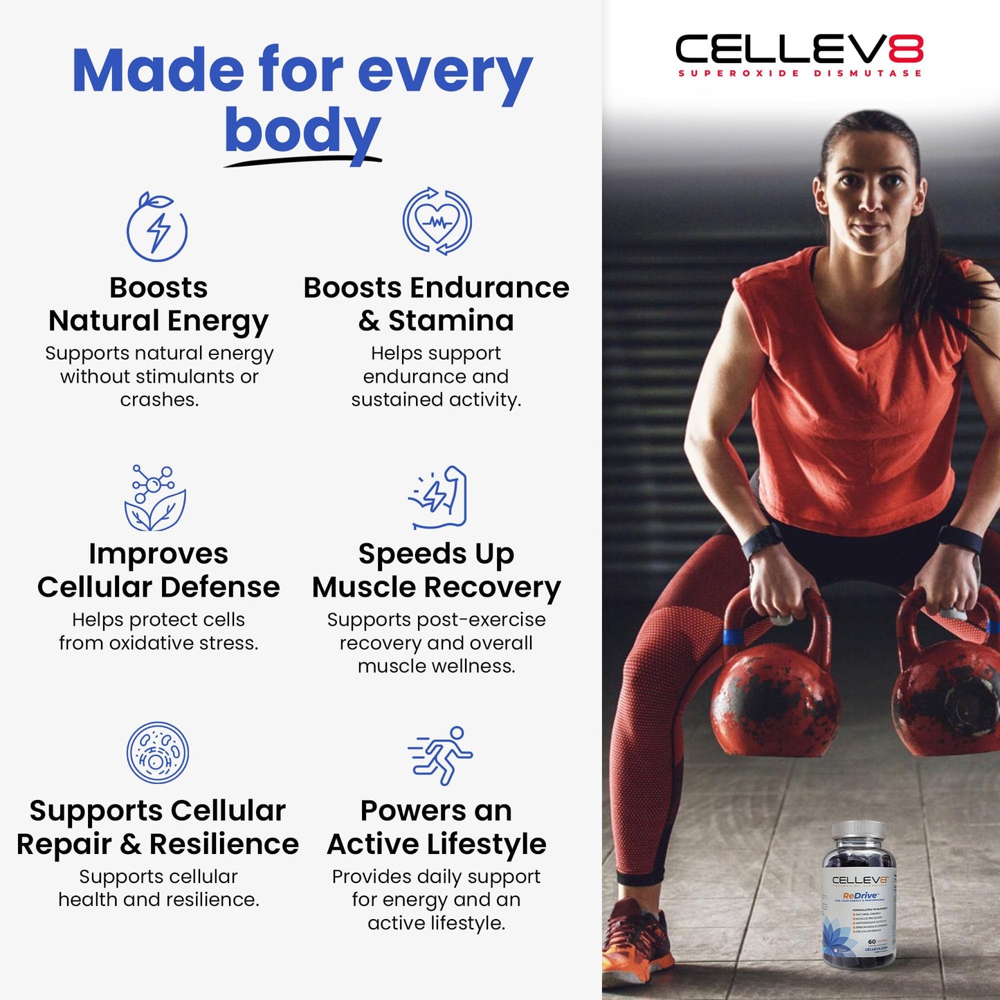 Cellev8 Superoxide Dismutase ReDrive Performance Gummies 60 Count