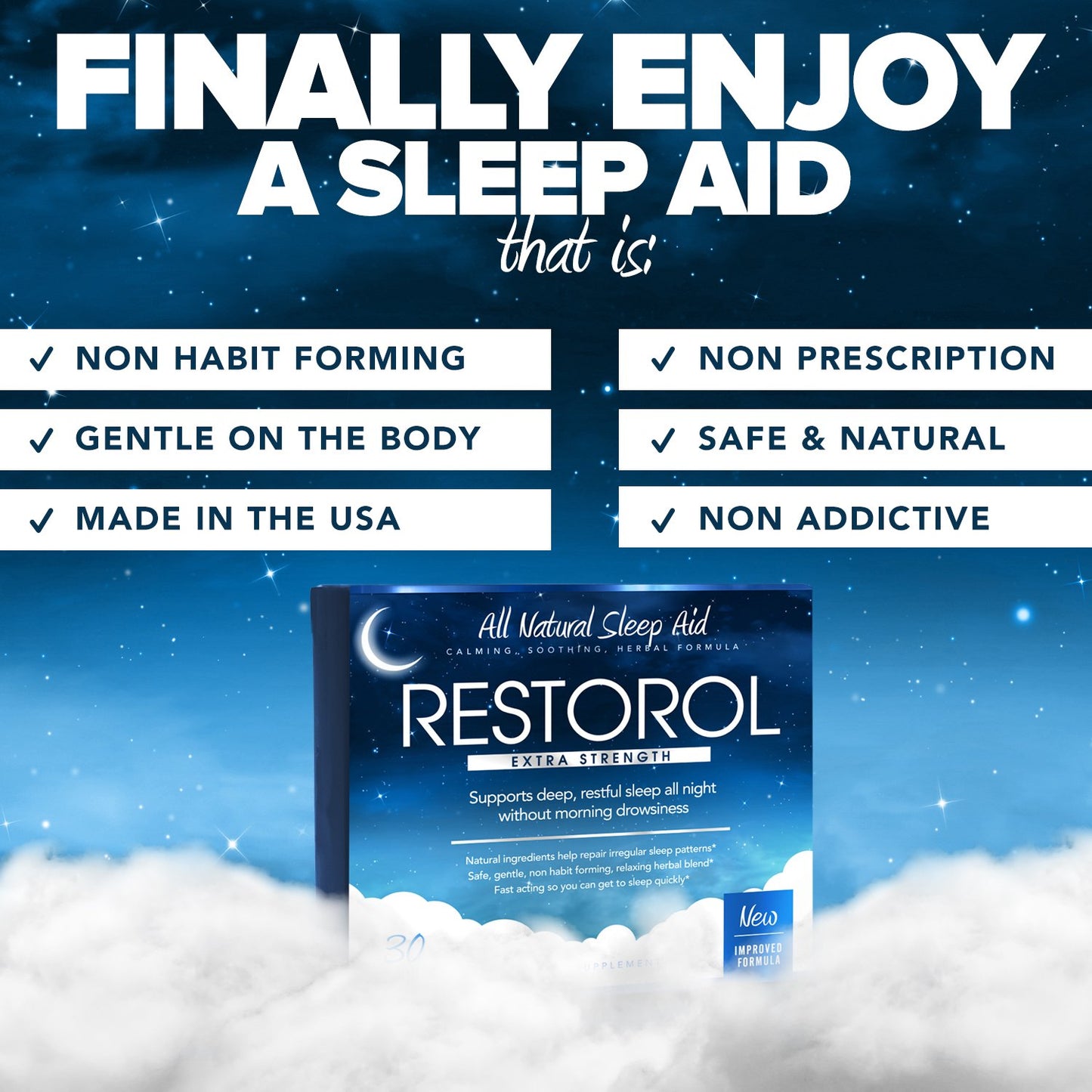 Restorol Natural Sleep Aid – Help Sleep Cycle – Get Restful Sleep Tablets, 30