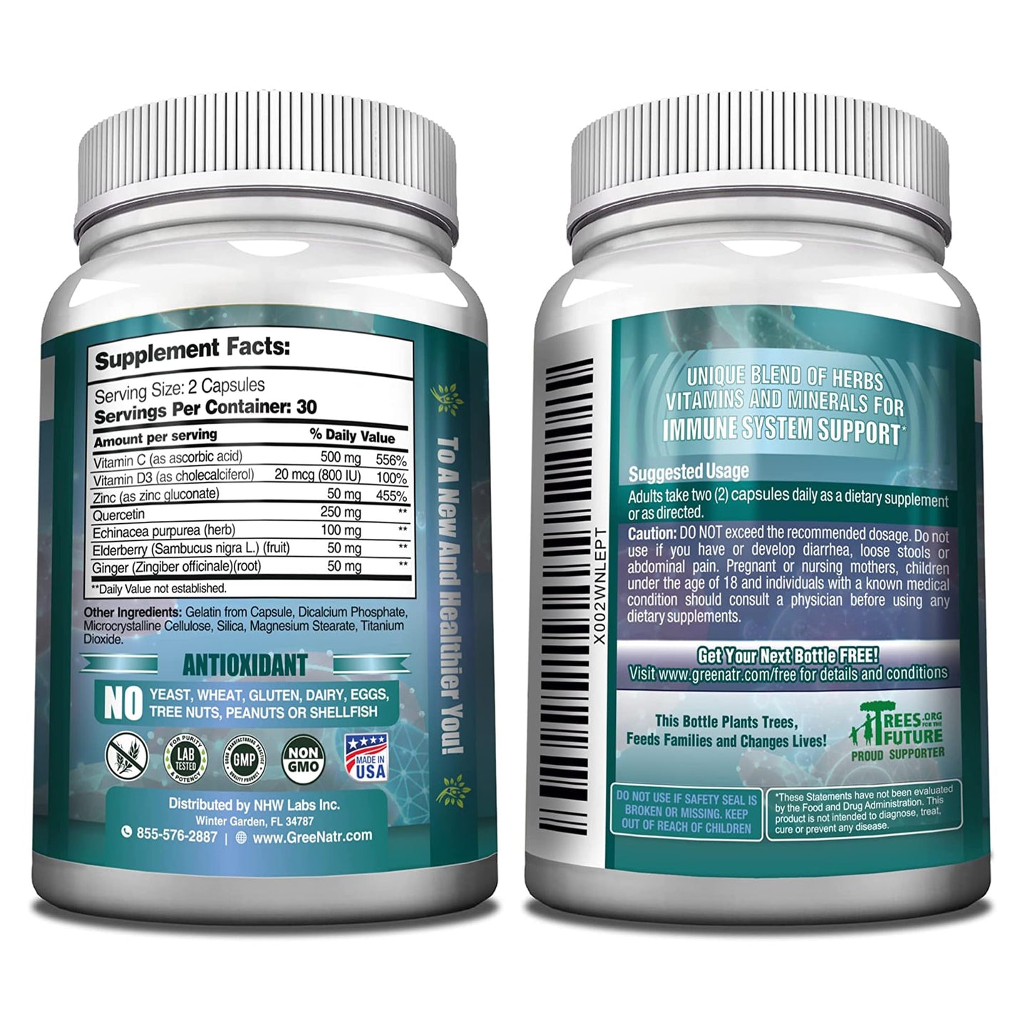 GreeNatr Immune Support & Defense Supplement Tablets 180