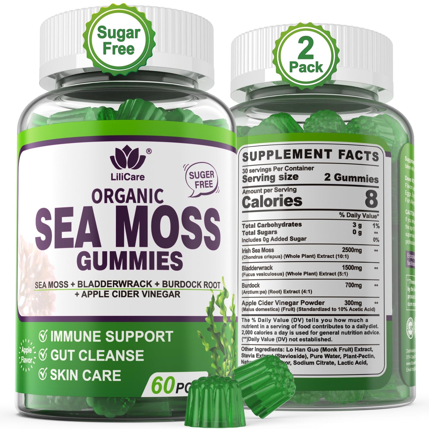 EnvyDeal Sea Moss Gummies, Irish Sea Moss Gummies for Adults & Kids, 120 Count