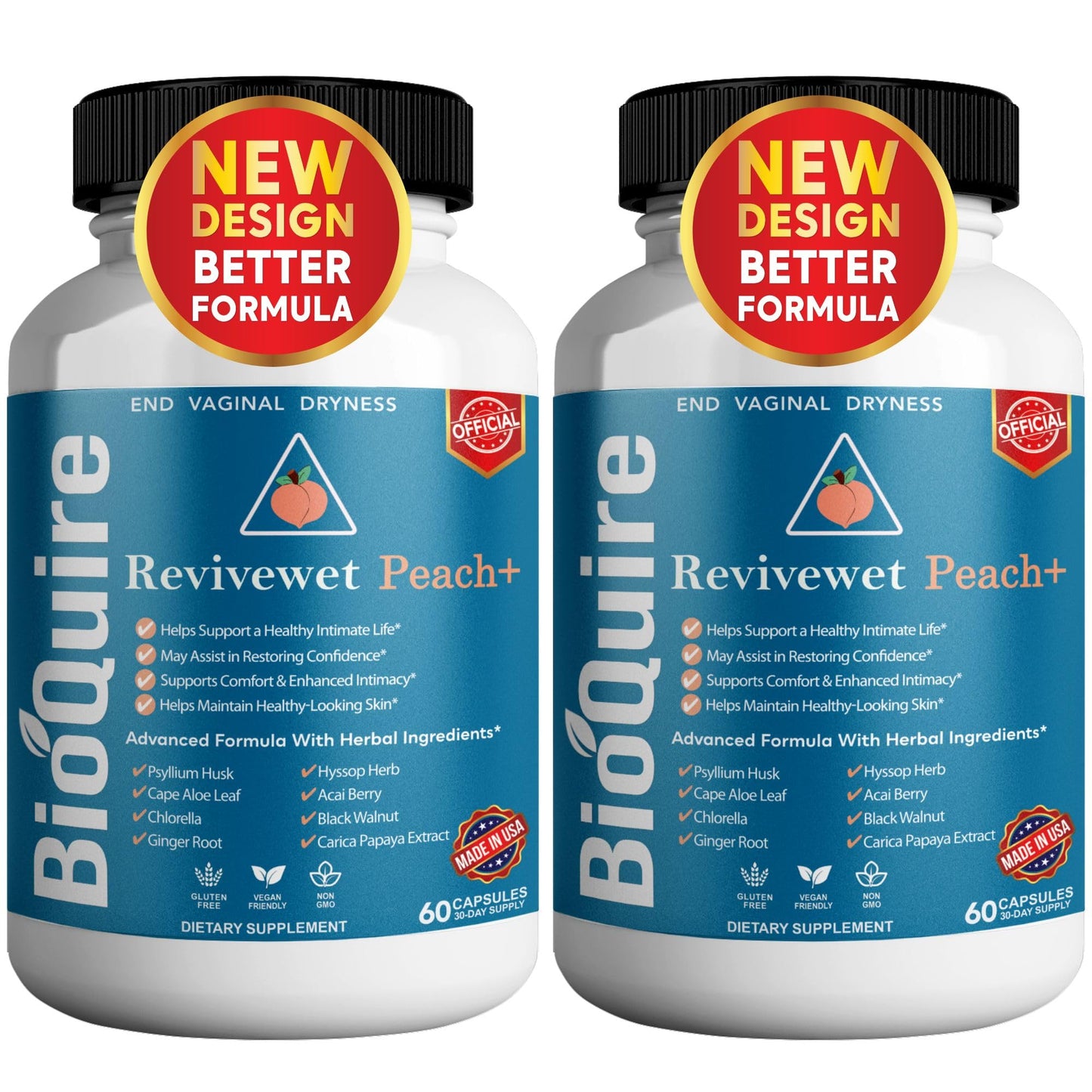 BIOQUIRE Revivewet Peach+ Vaginal Dryness Support Supplement, 60 Capsules