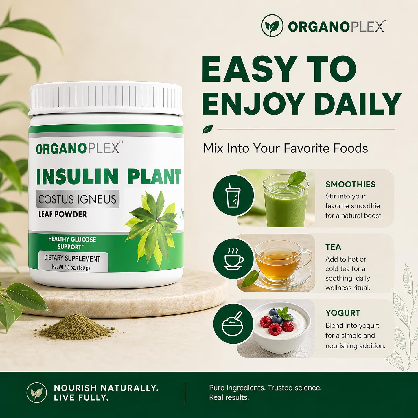 ORGANOPLEX Insulin Plant Powder Blood Sugar Support Supplement 6.4 oz