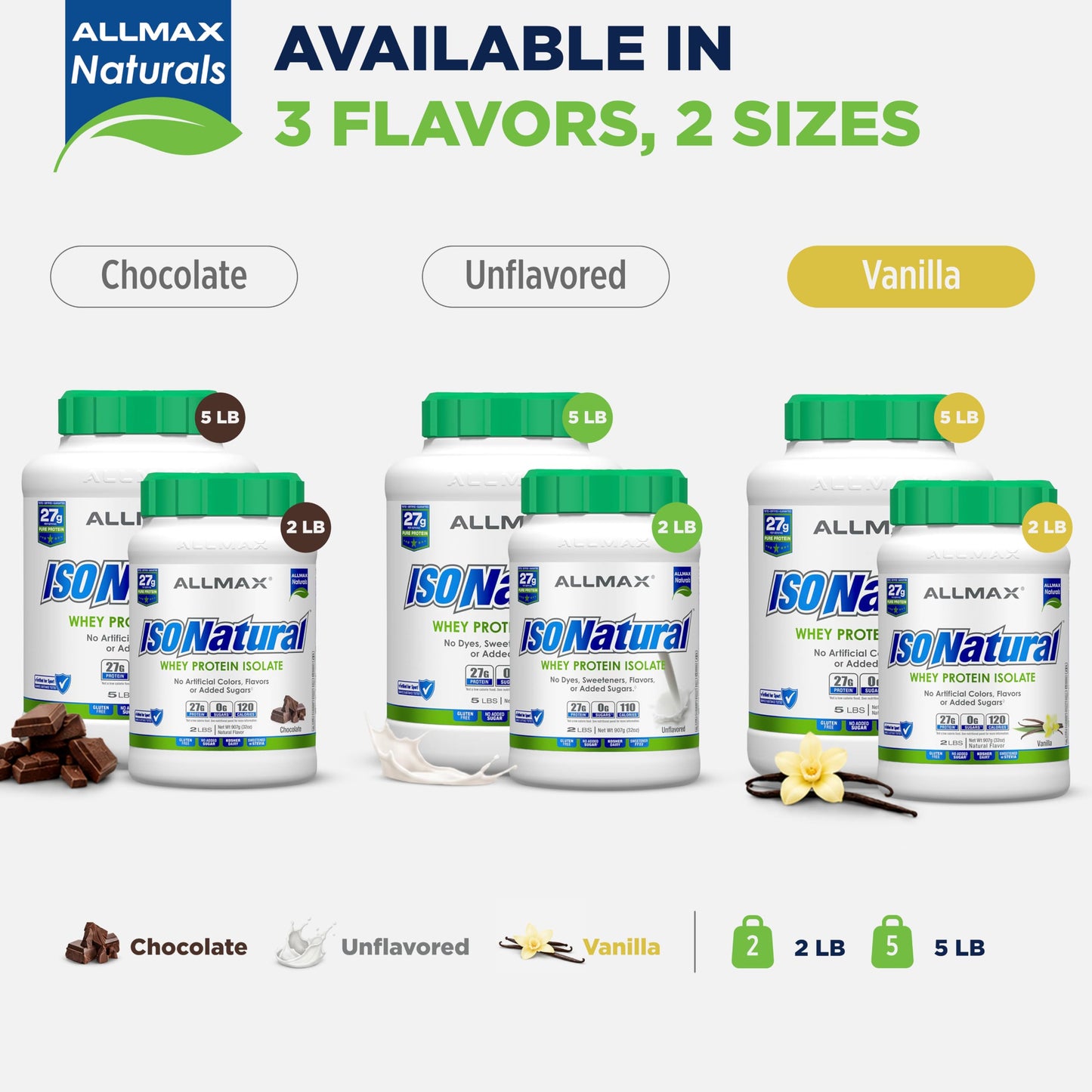ALLMAX ISONATURAL Whey Protein Isolate Powder Vanilla 80 Servings