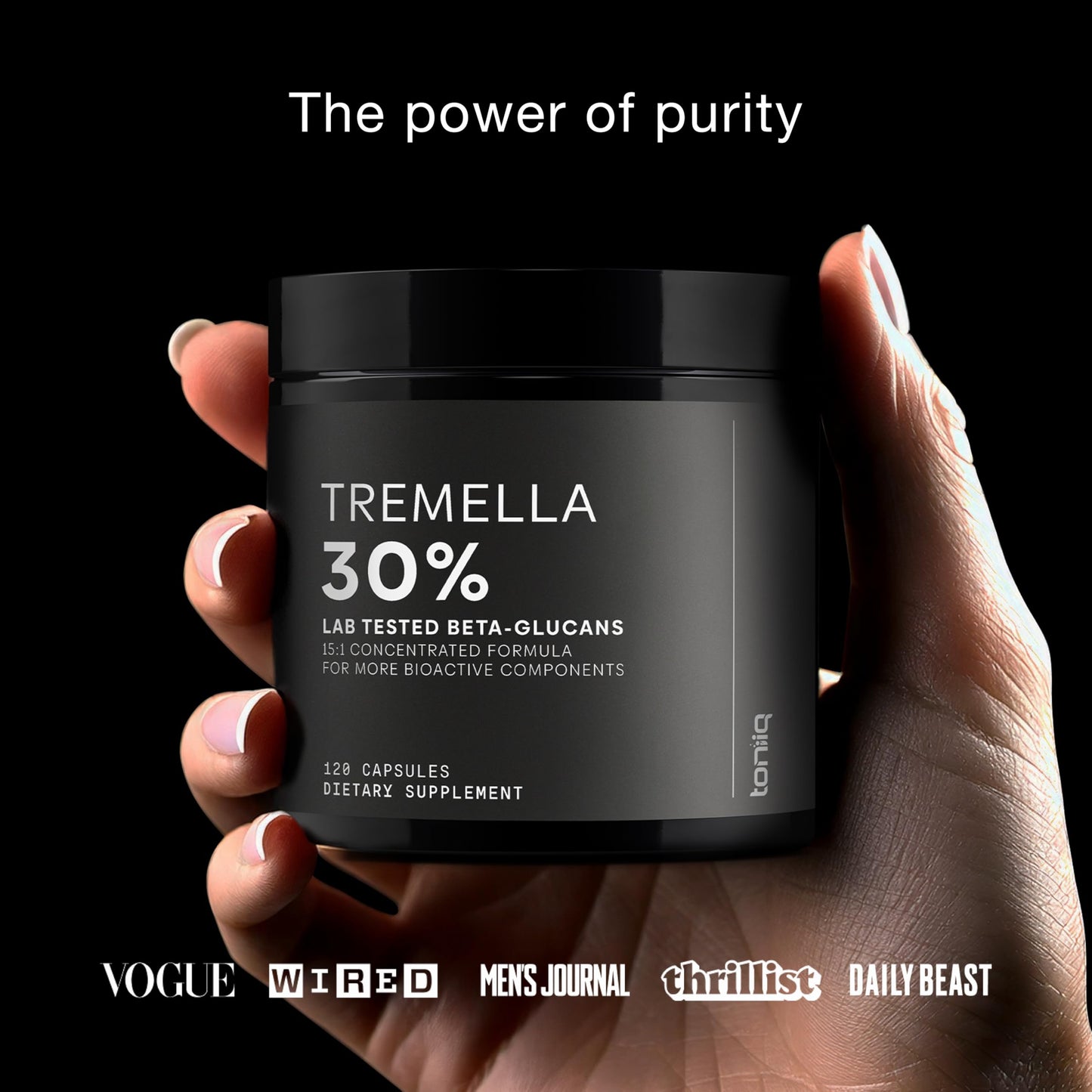 Toniiq Tremella Mushroom Ultra Potency 15:1 Extract with 30% Beta Glucans, 120 Capsules