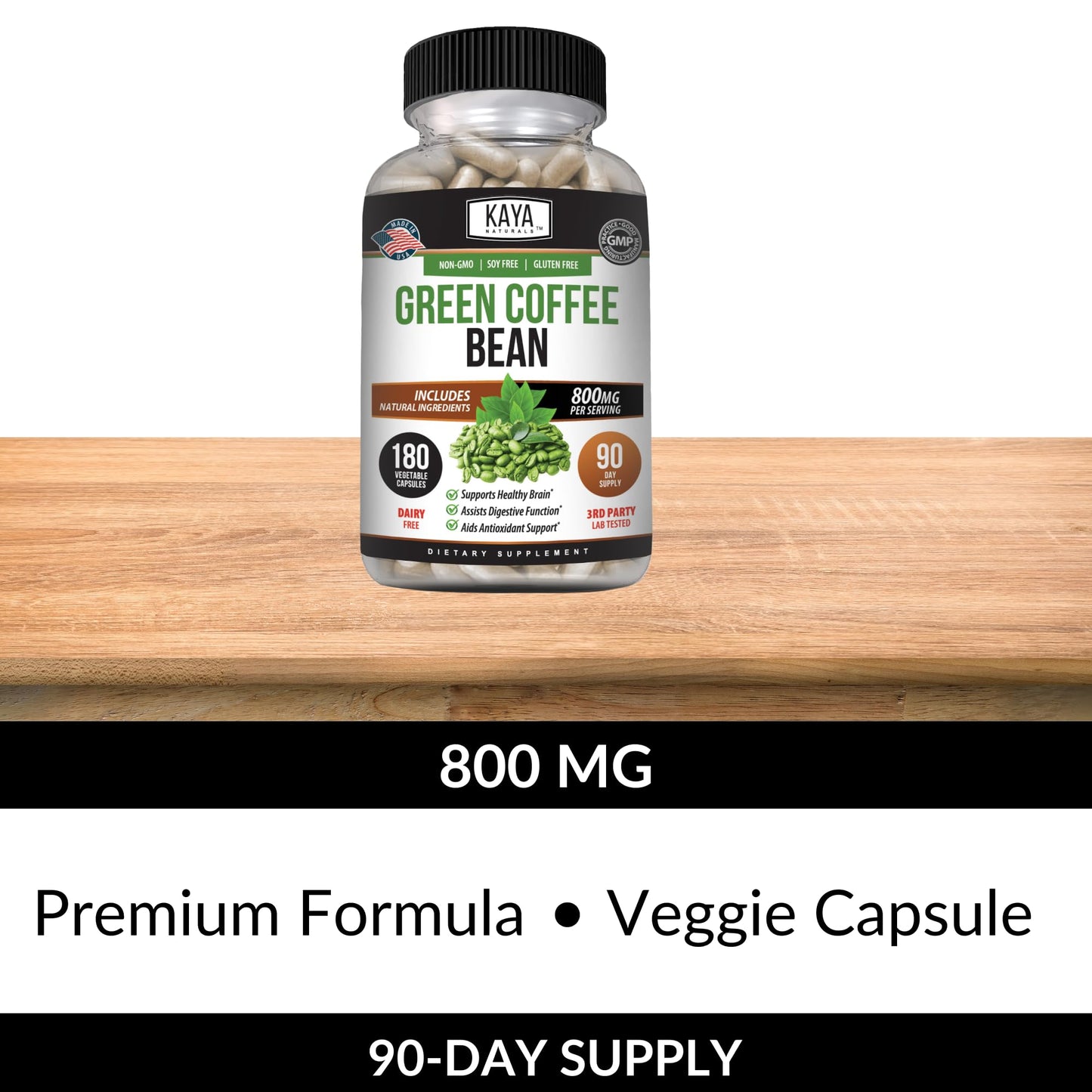 Kaya Naturals Green Coffee Bean Extract Capsule 180 Count