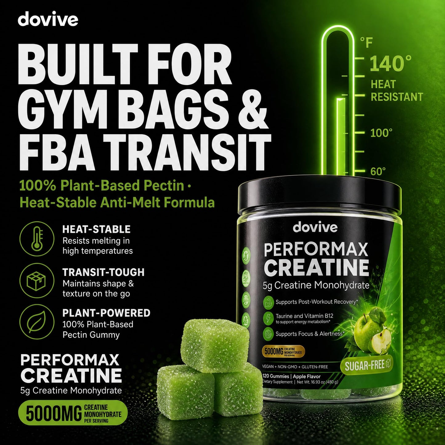 DOVIVE Creatine Monohydrate Gummies 120 Count