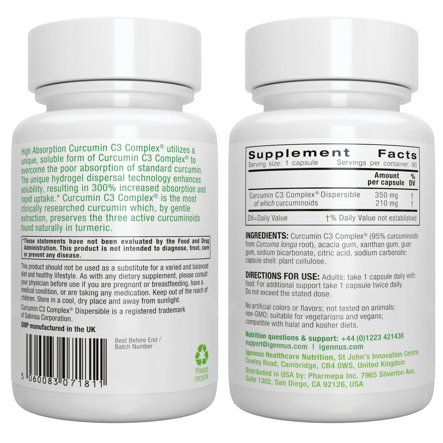 Igennus Healthcare Nutrition Advanced Curcumin C3 Complex, 90 Capsules