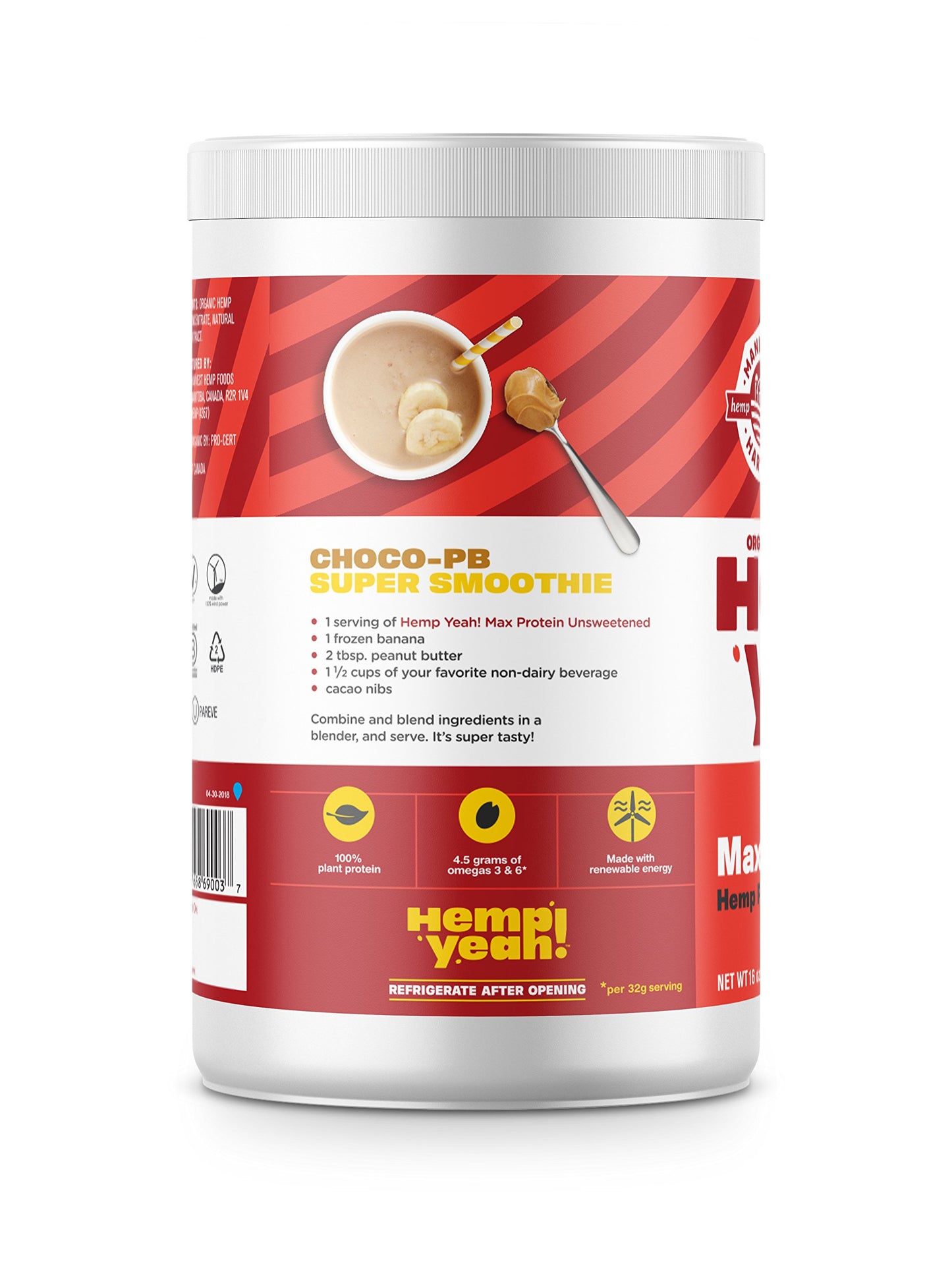 Manitoba Harvest Hemp Yeah! Organic Max Protein Powder, 16 oz
