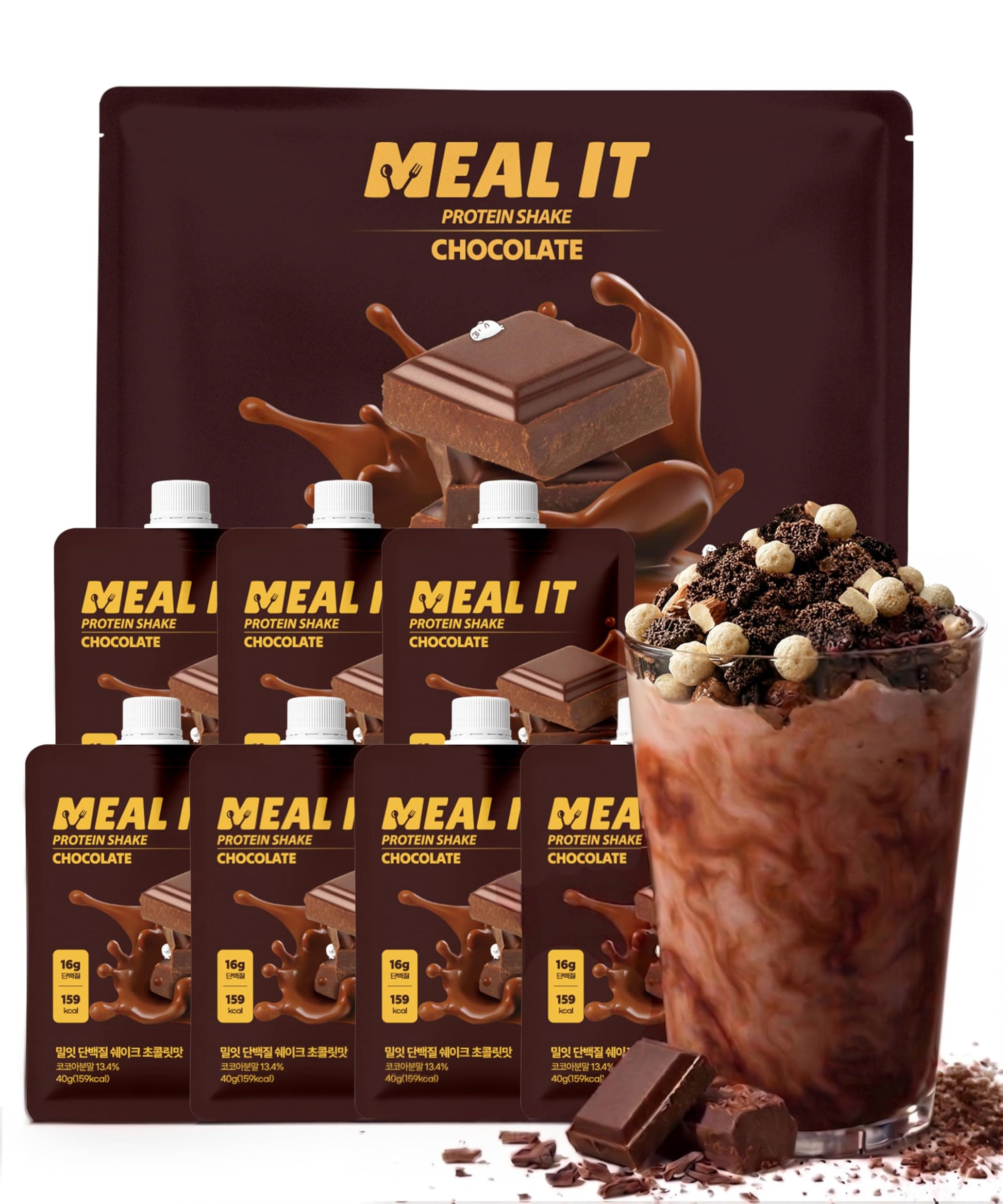 MEAL IT Chocolate Protein Shake with Cookie Crunch & Choco Crunch Balls Powder 9.88 Oz