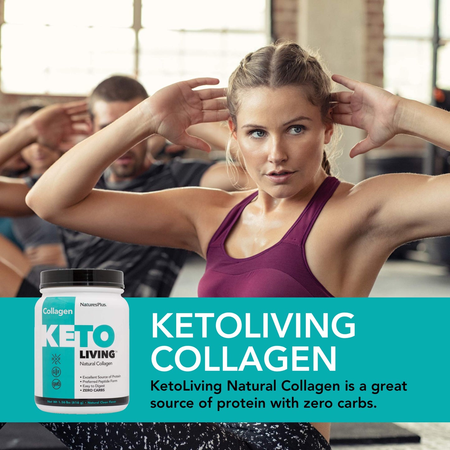 NaturesPlus KetoLiving Natural Collagen Powder, Unflavored, 21.76 oz