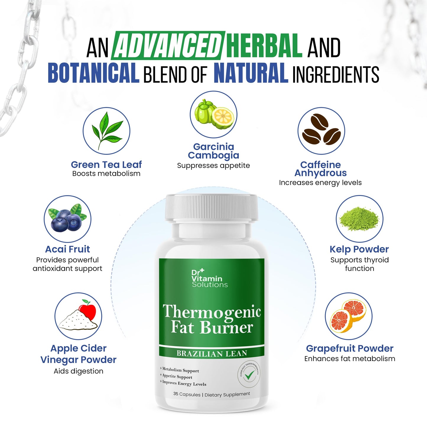 DR VITAMIN SOLUTIONS Brazilian Lean Thermogenic Fat Burner Capsules 35