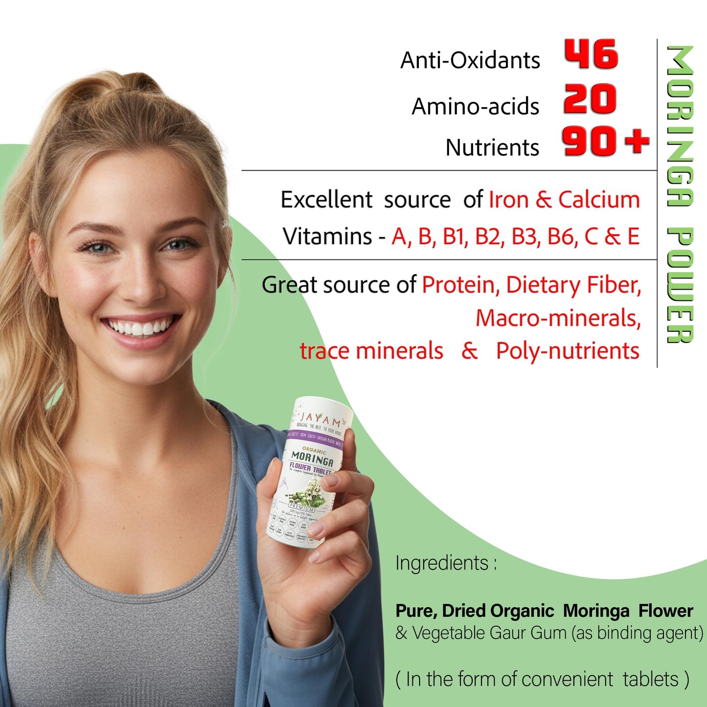 JAYAM Moringa Flower Tablets, 120 Count