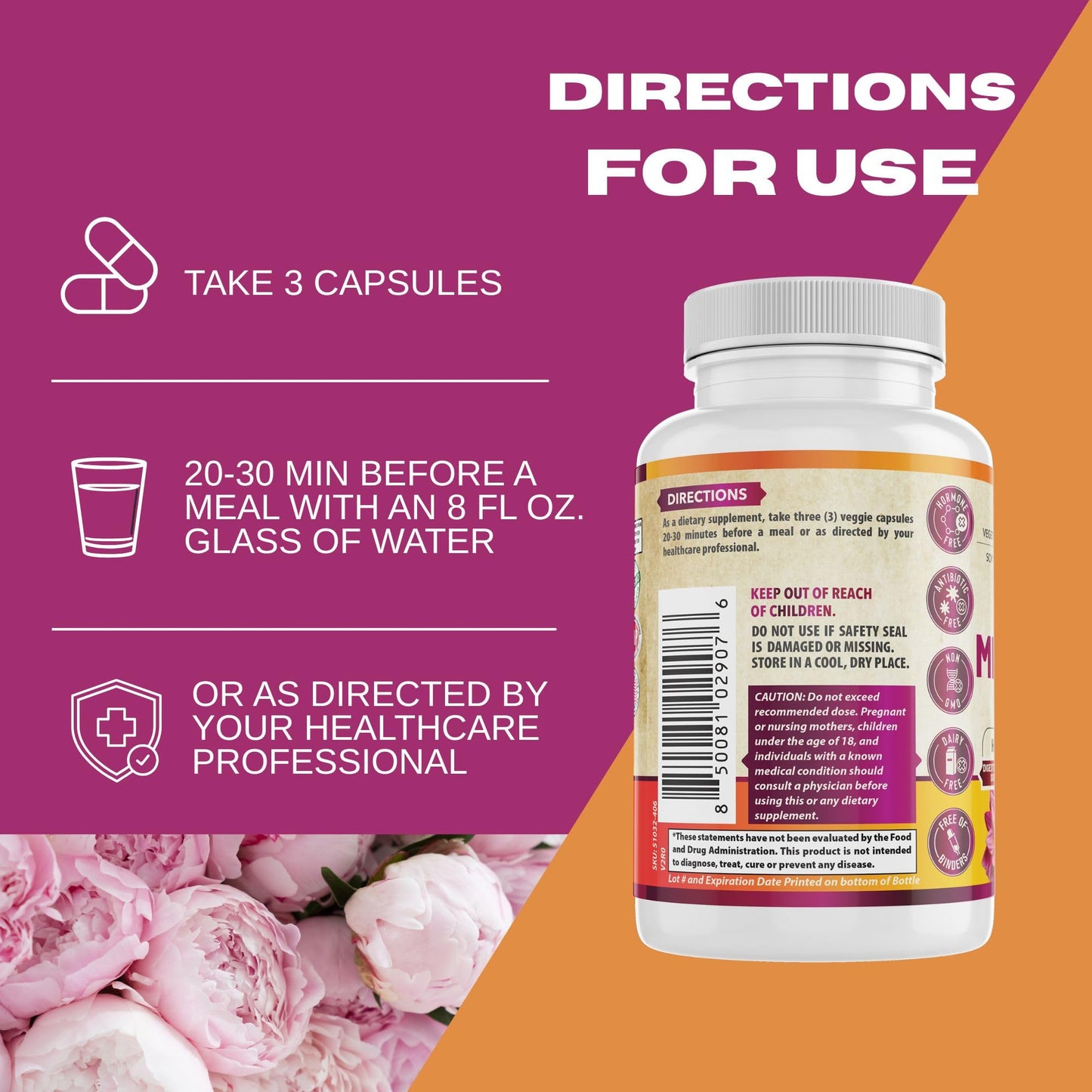 WHOLE WORLD WELLNESS Complete Menopause Support with Probiotics & Prebiotics Capsules, 90 Count