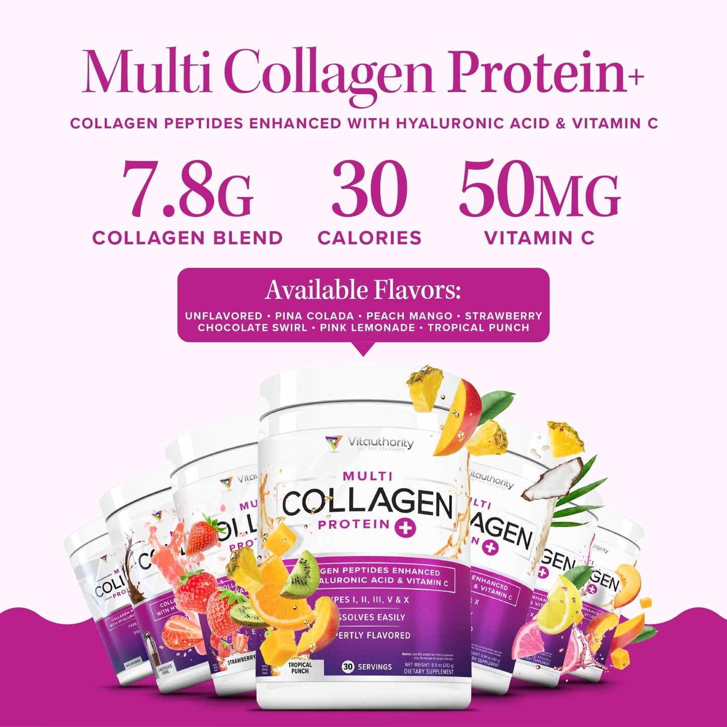 Vitauthority Multi Collagen Peptides Powder 9.8 Ounce