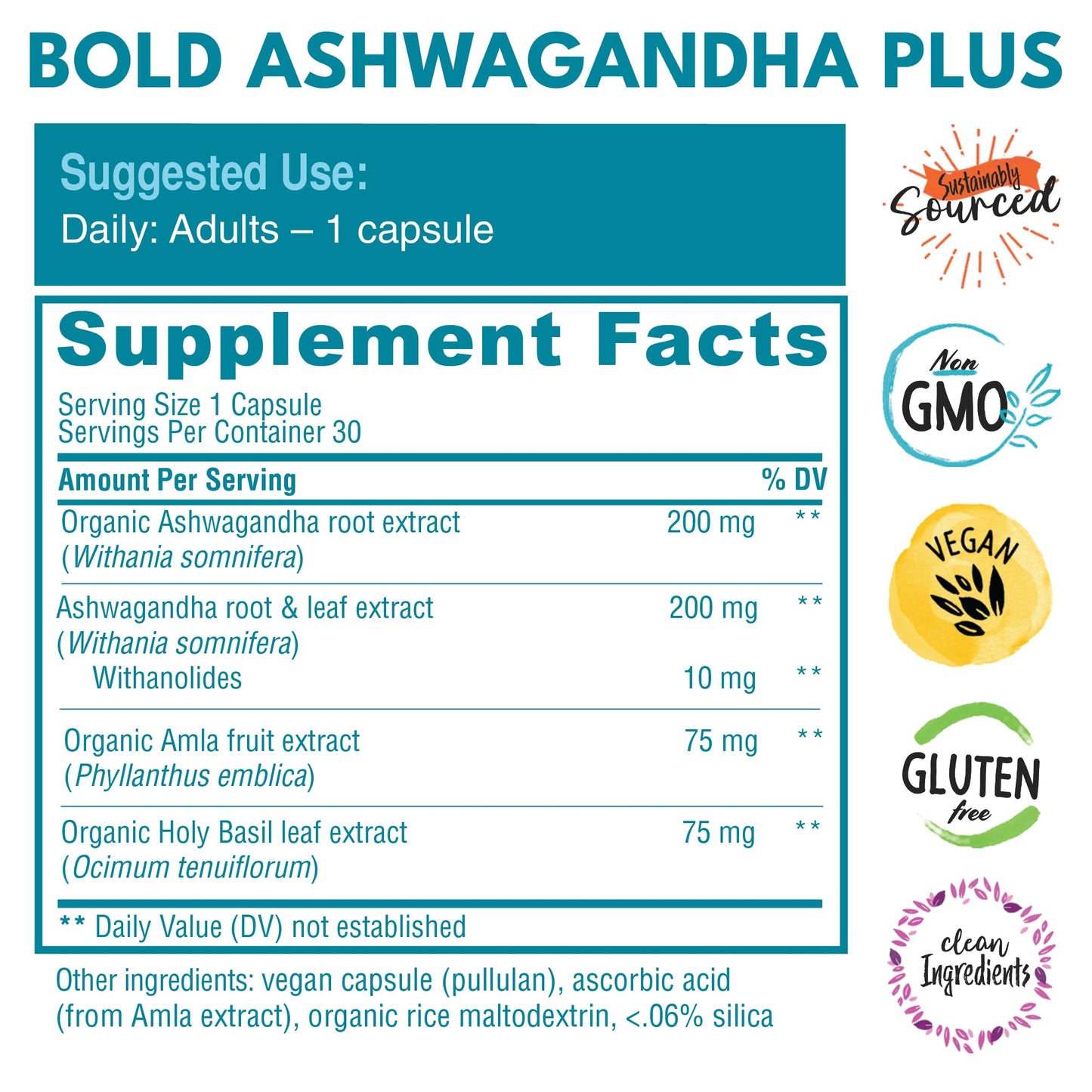 Bold Botanica Ashwagandha Plus Capsules 30 Count
