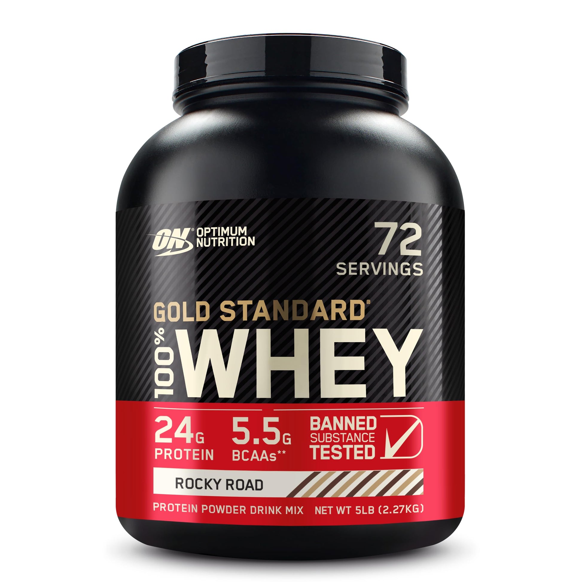 Optimum Nutrition Gold Standard 100% Whey Protein Powder Rocky Road 5 Pound 80 Servings
