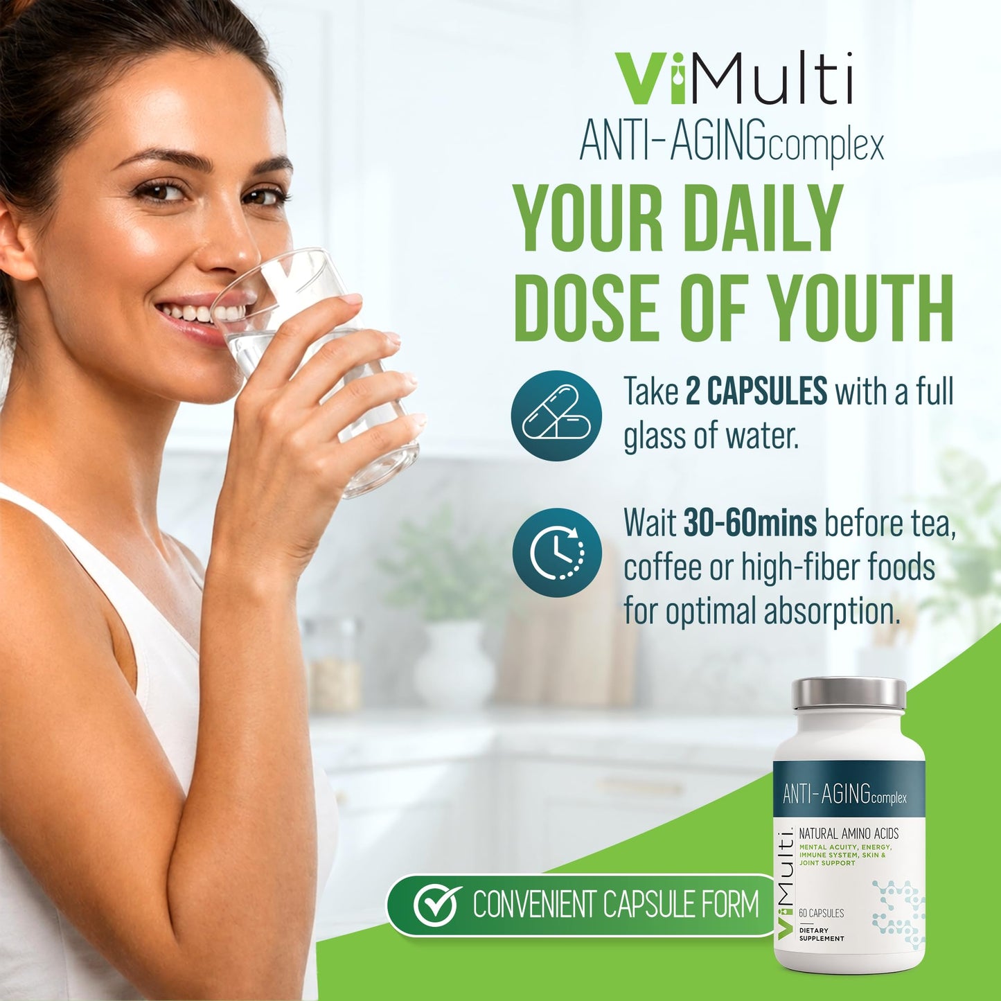 ViMulti Anti-Aging Complex Amino Acid Dietary Supplement Capsule 60 Count