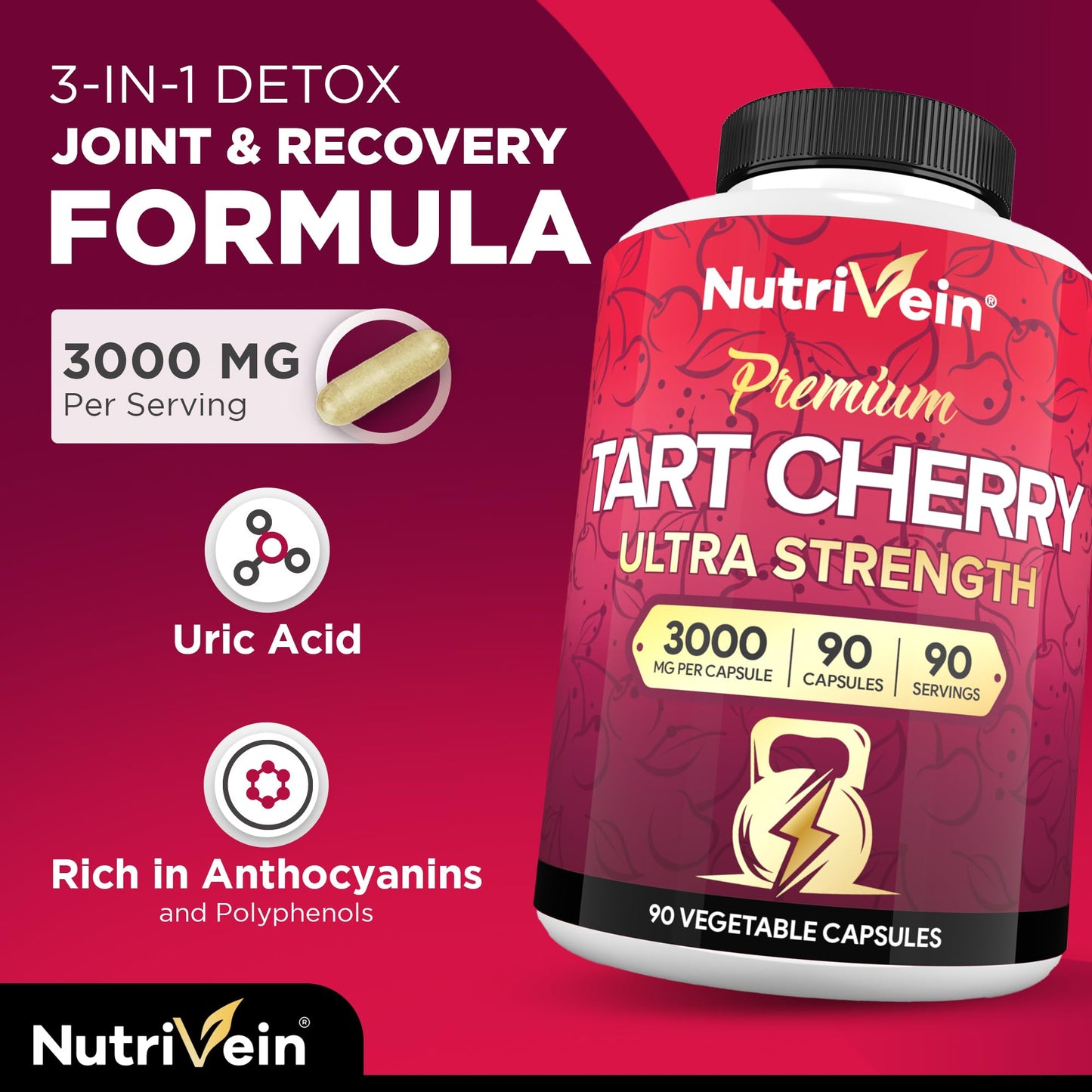 Nutrivein Ashwagandha & Tart Cherry Capsules Bundle, 210 Capsules