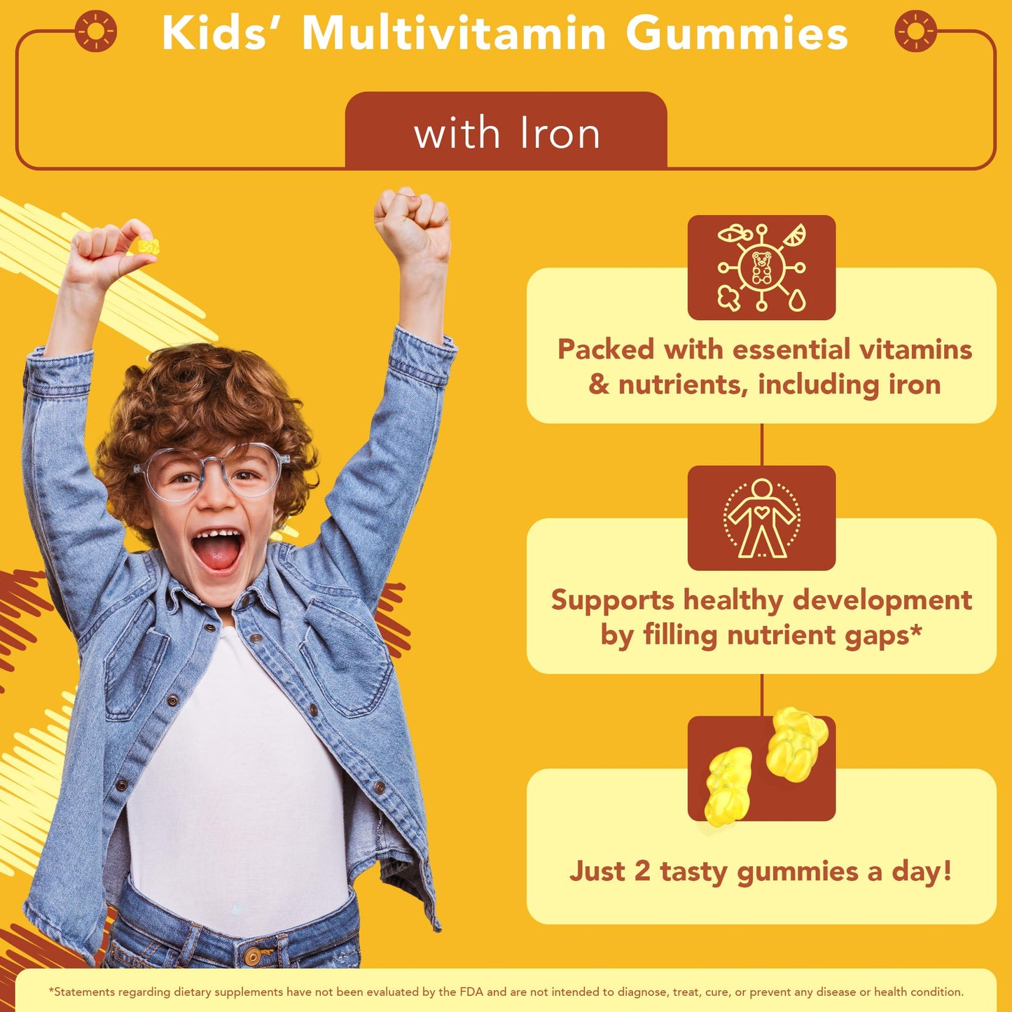 GOJOY NATURALS Iron Gummies for Kids, 60 Count