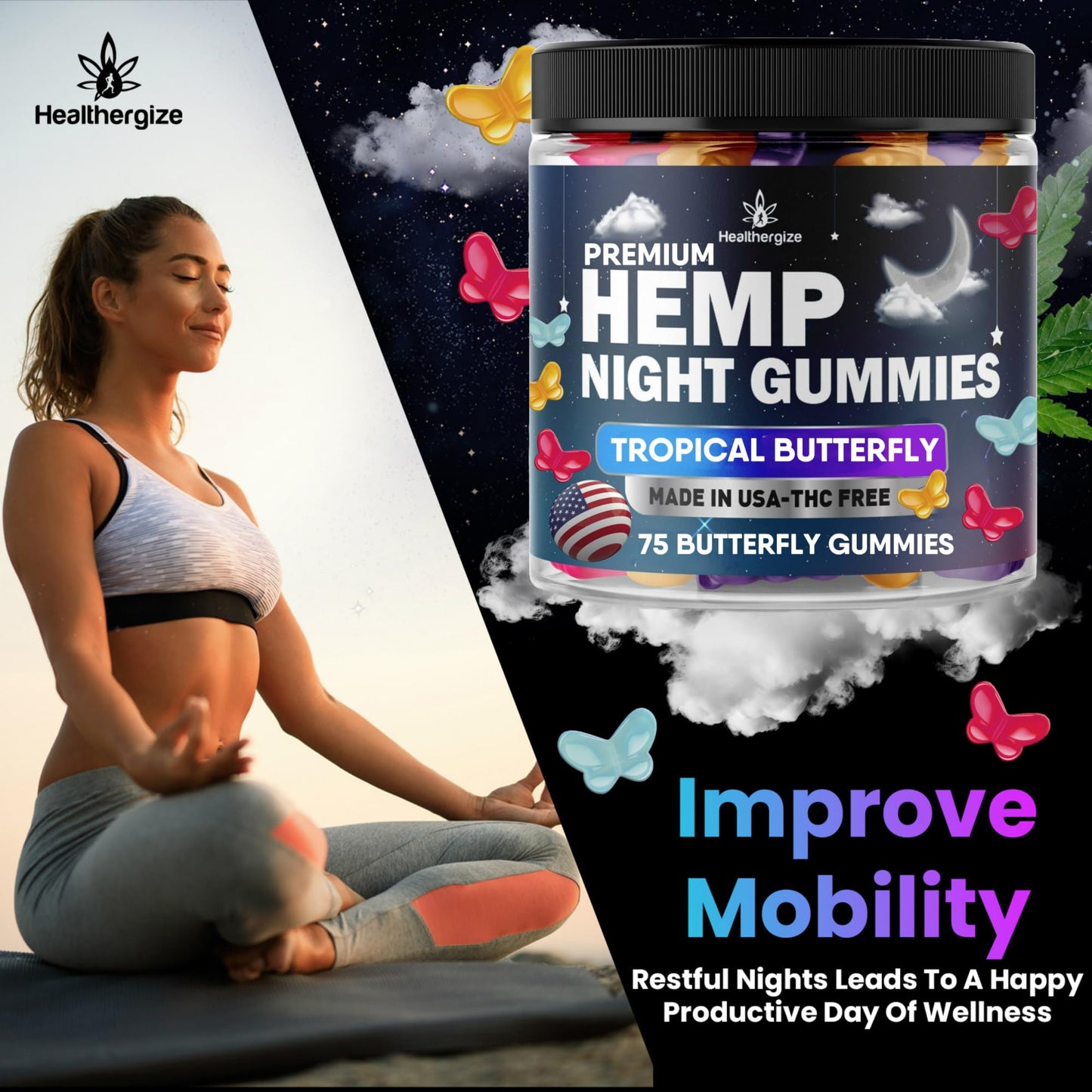 Healthergize Hemp Gummies for Sleep & Calm 75 Count