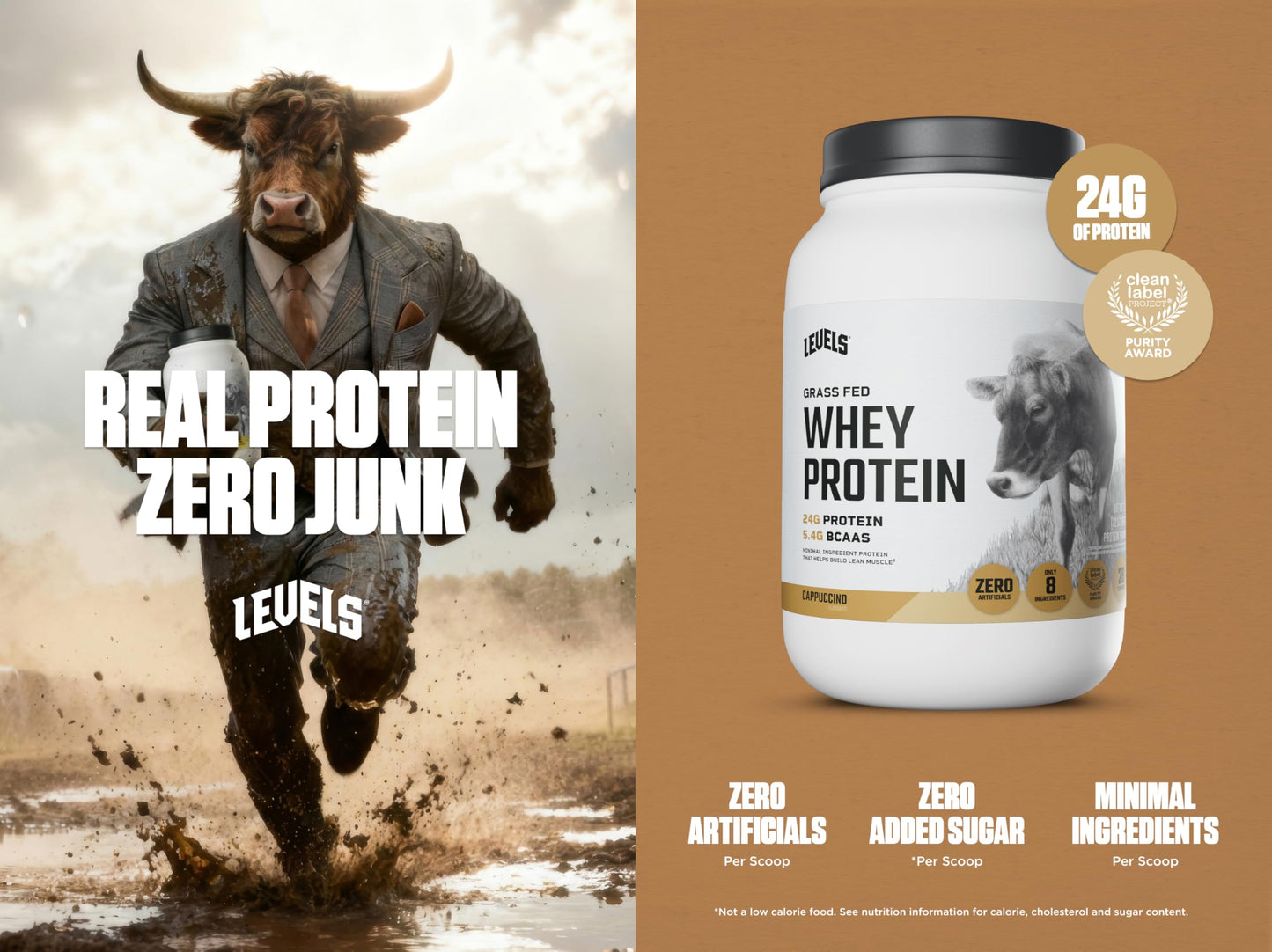Levels Nutrition Grass Fed Whey Protein Powder 32 Servings