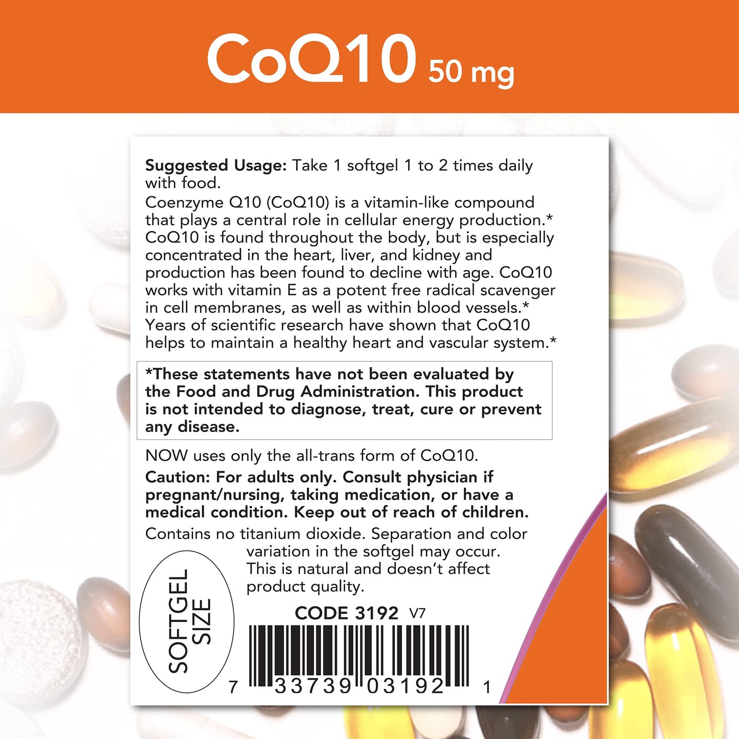 NOW Foods CoQ10 50mg Softgels, 50 Count
