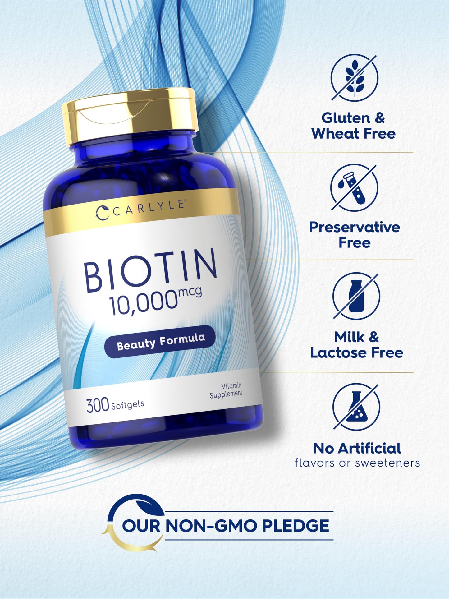Carlyle Biotin 10000mcg Softgels, 300 Count